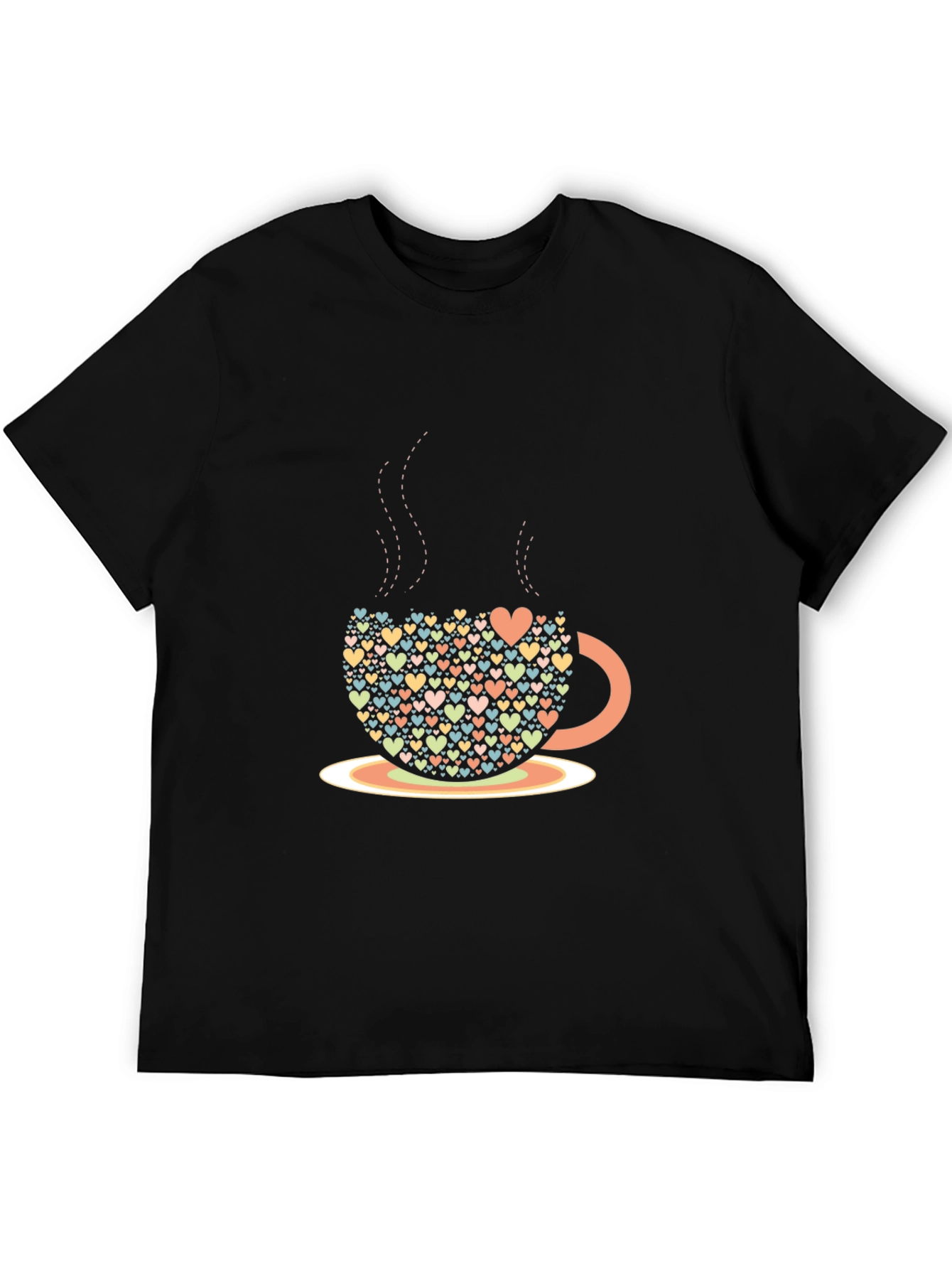 Heart Coffee Cup Graphic Tee - Black T-Shirt