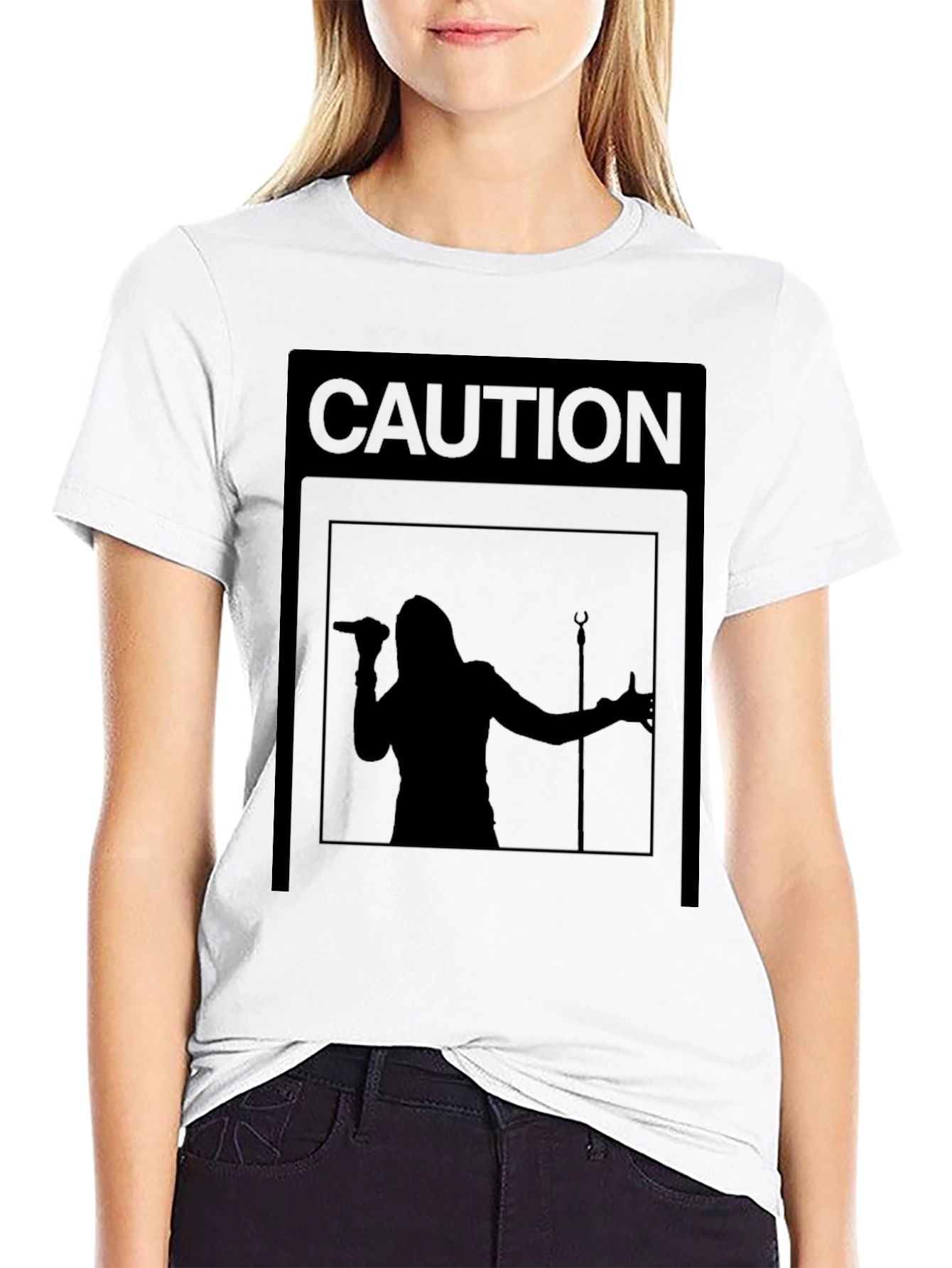 Caution Singer Graphic T-Shirt - Black