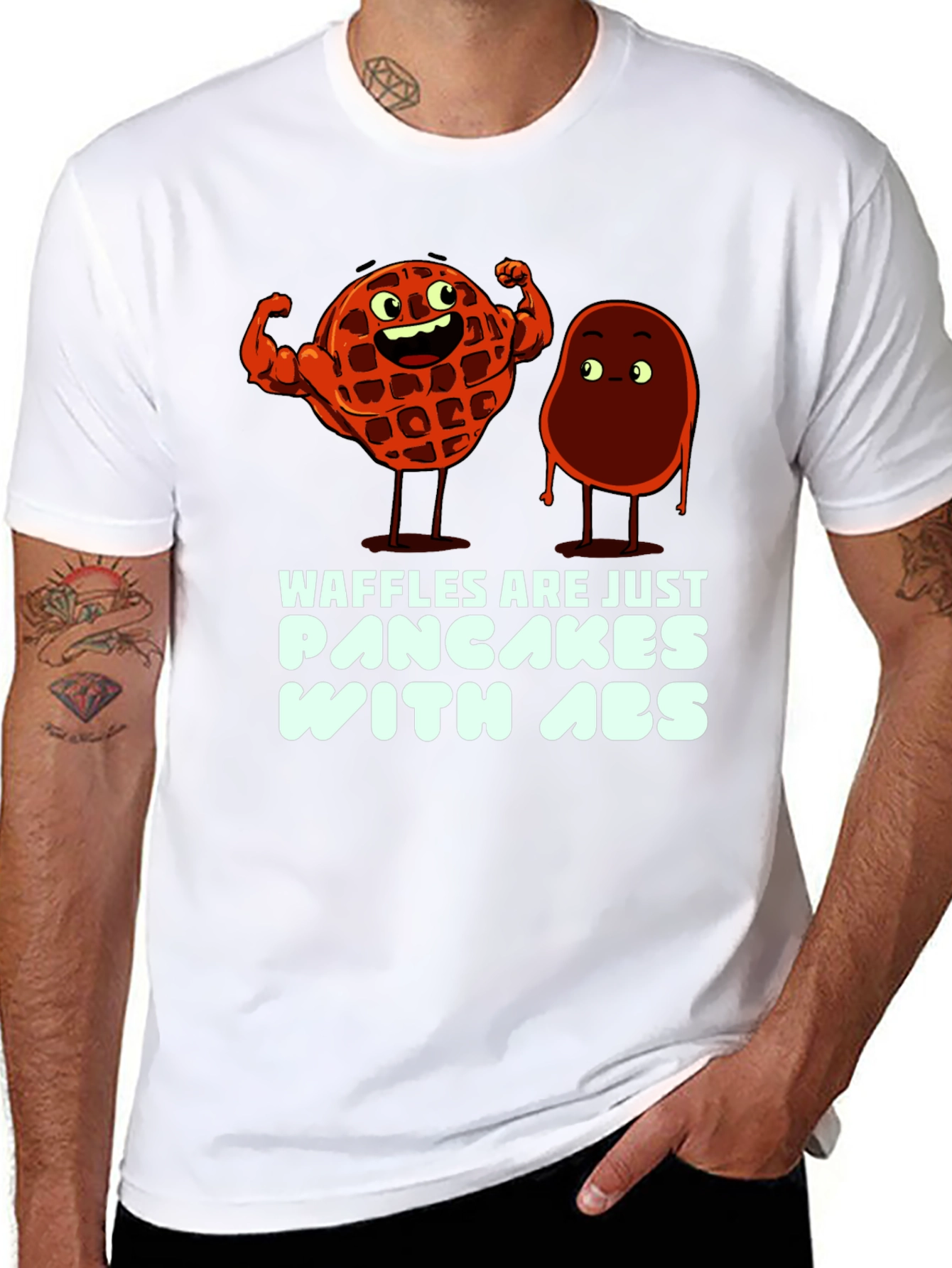 Waffle Pancakes with Abs Graphic T-Shirt