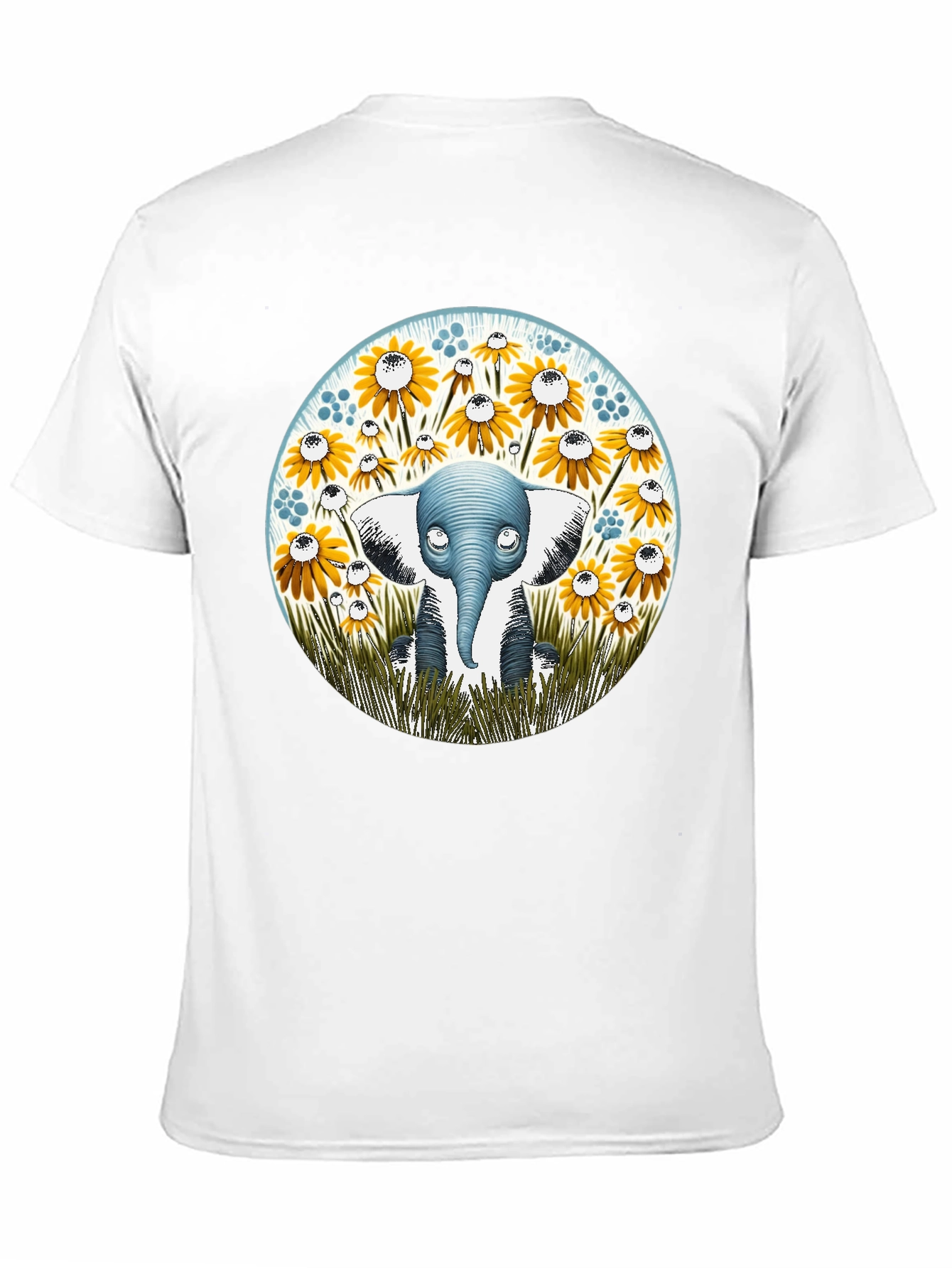Elephant & Sunflower Graphic Tee - Whimsical Comfort