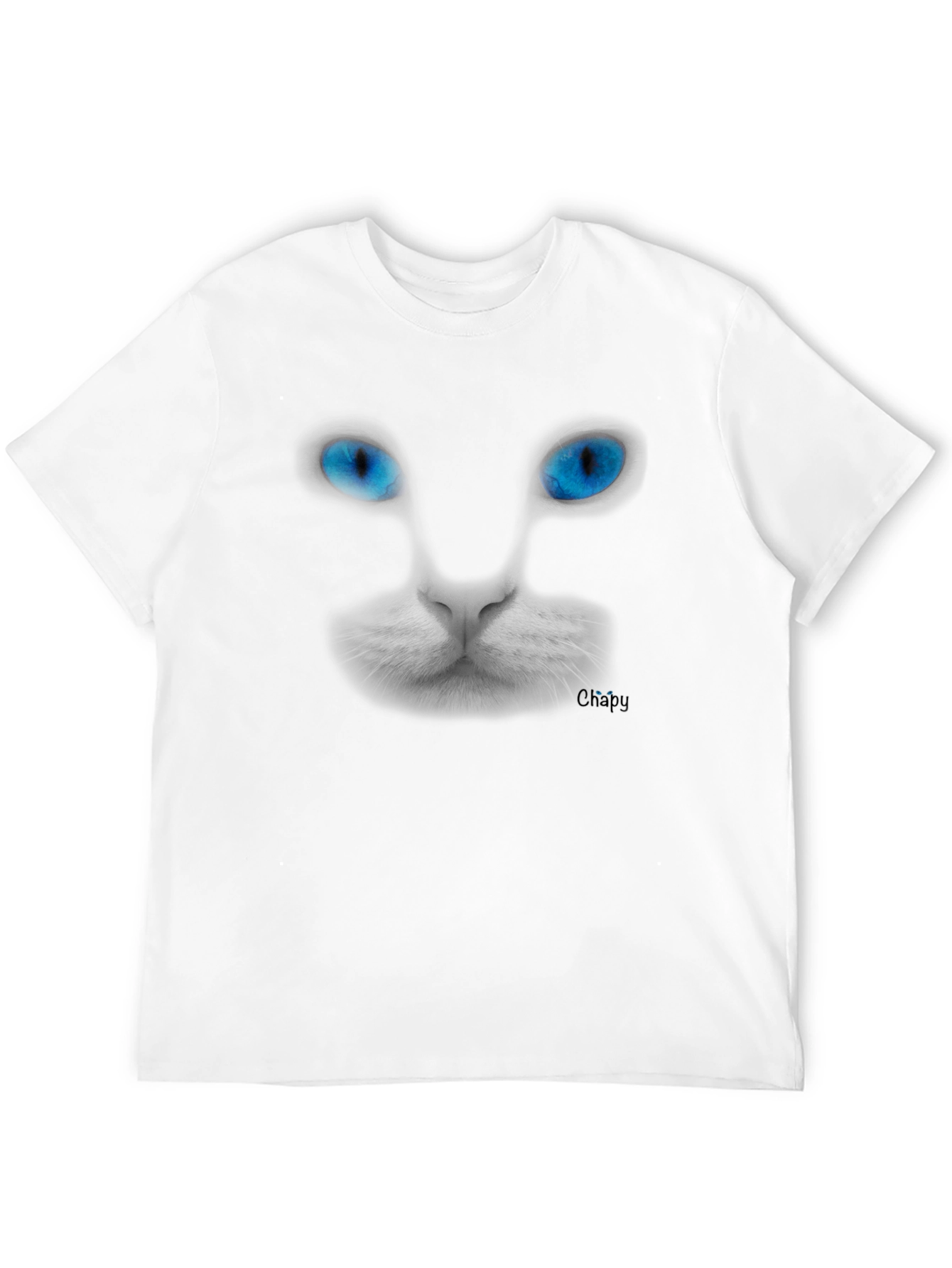 Blue-Eyed Cat Graphic Tee - Mens Black T-Shirt