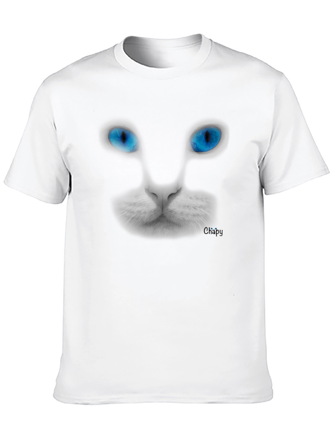 Blue-Eyed Cat Graphic Tee - Mens Black T-Shirt