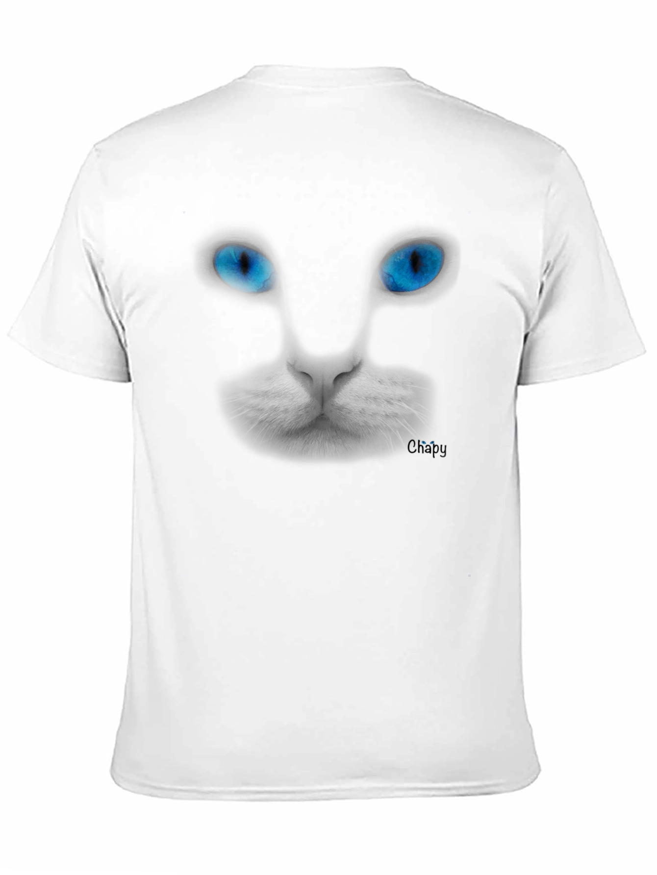 Blue-Eyed Cat Graphic Tee - Mens Black T-Shirt