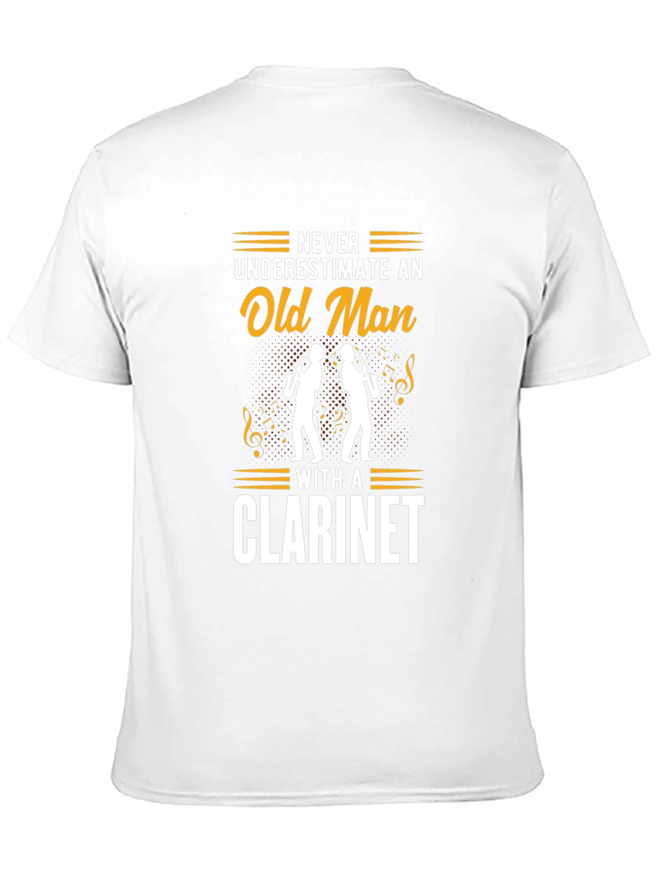 Never Underestimate Old Man Clarinet Black T-Shirt