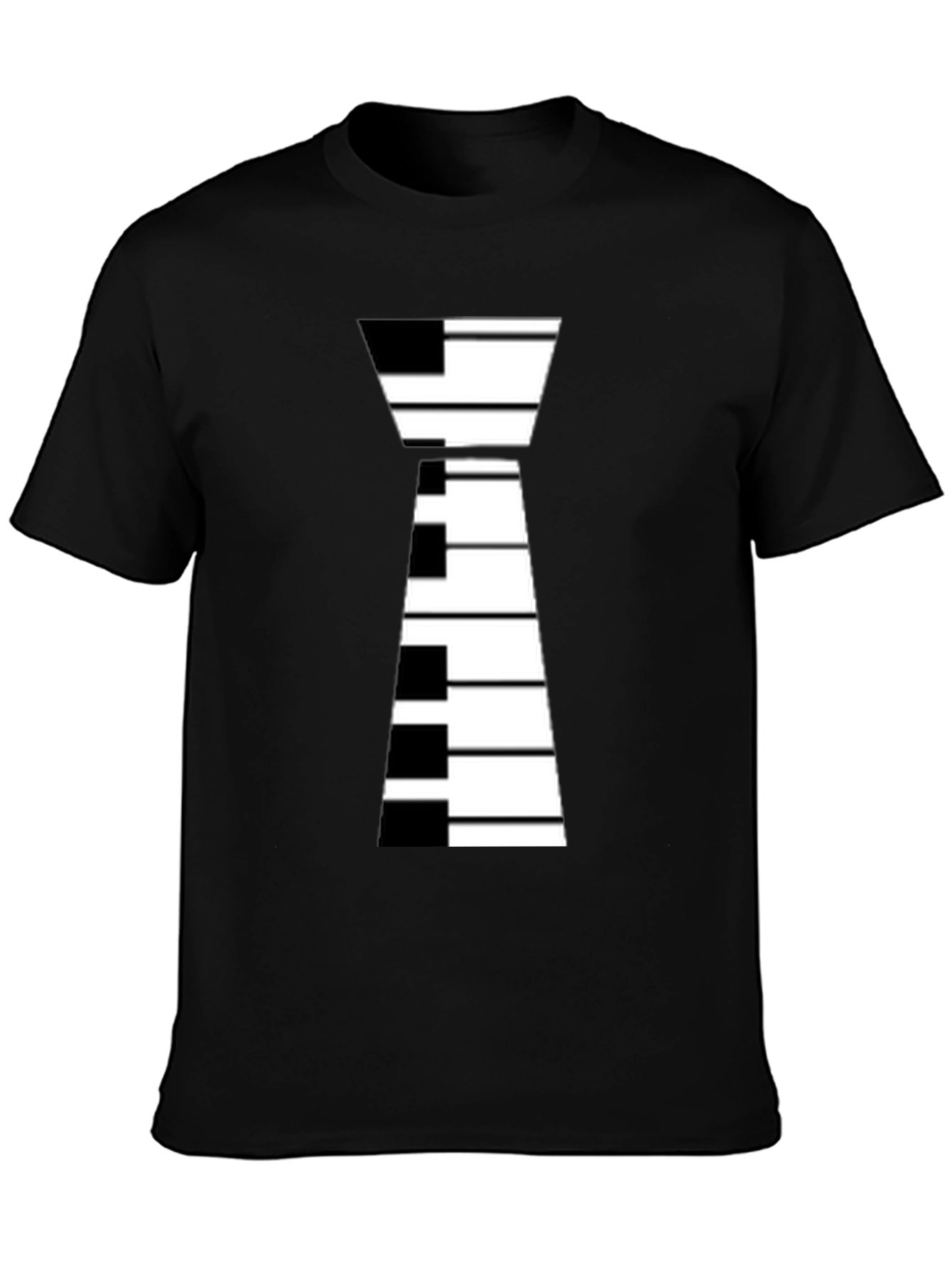 Piano Keys Tie Graphic Black T-Shirt