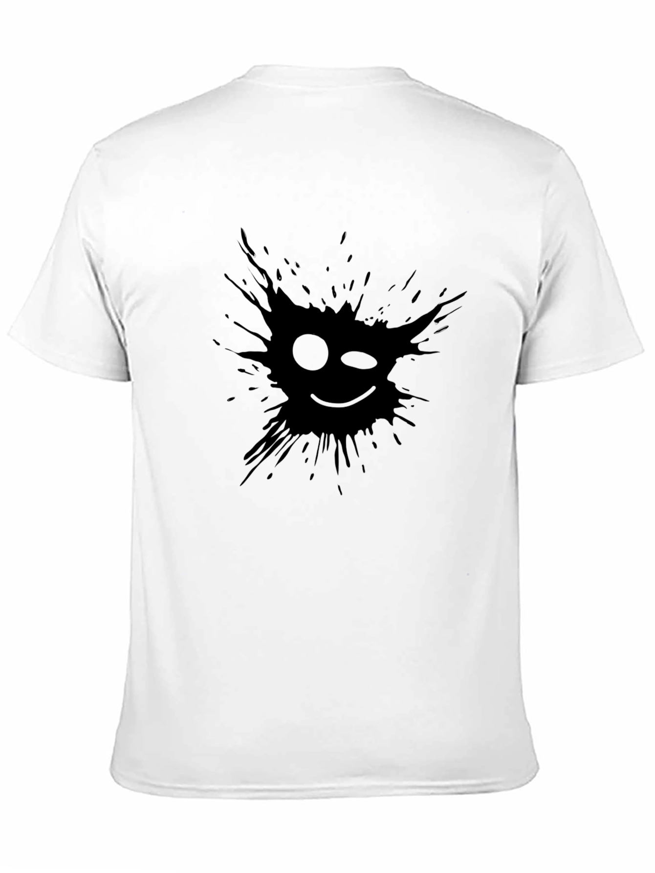 Mens Black T-Shirt - Graphic Wink Face