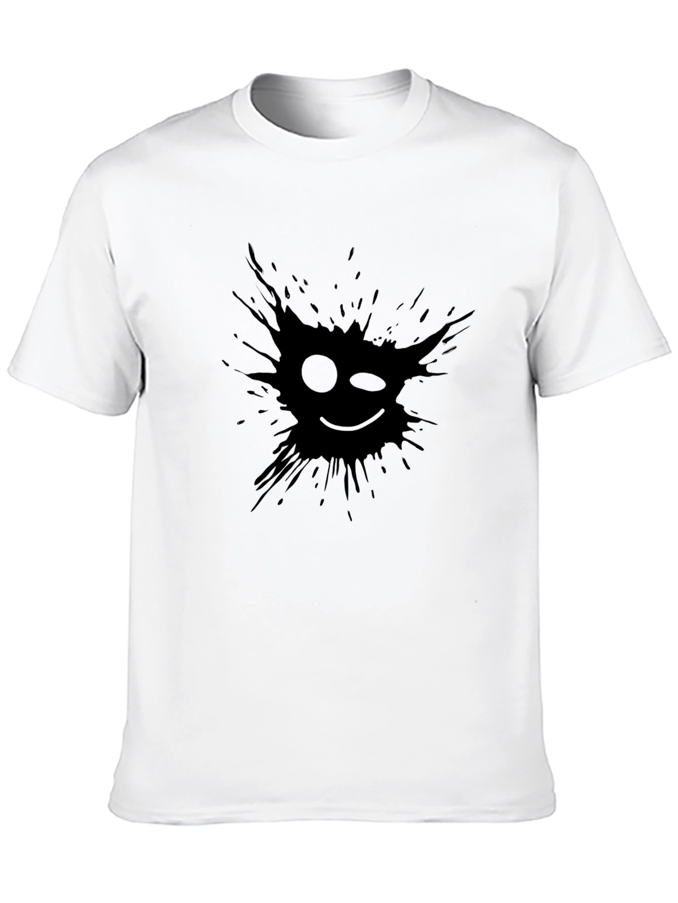 Mens Black T-Shirt - Graphic Wink Face
