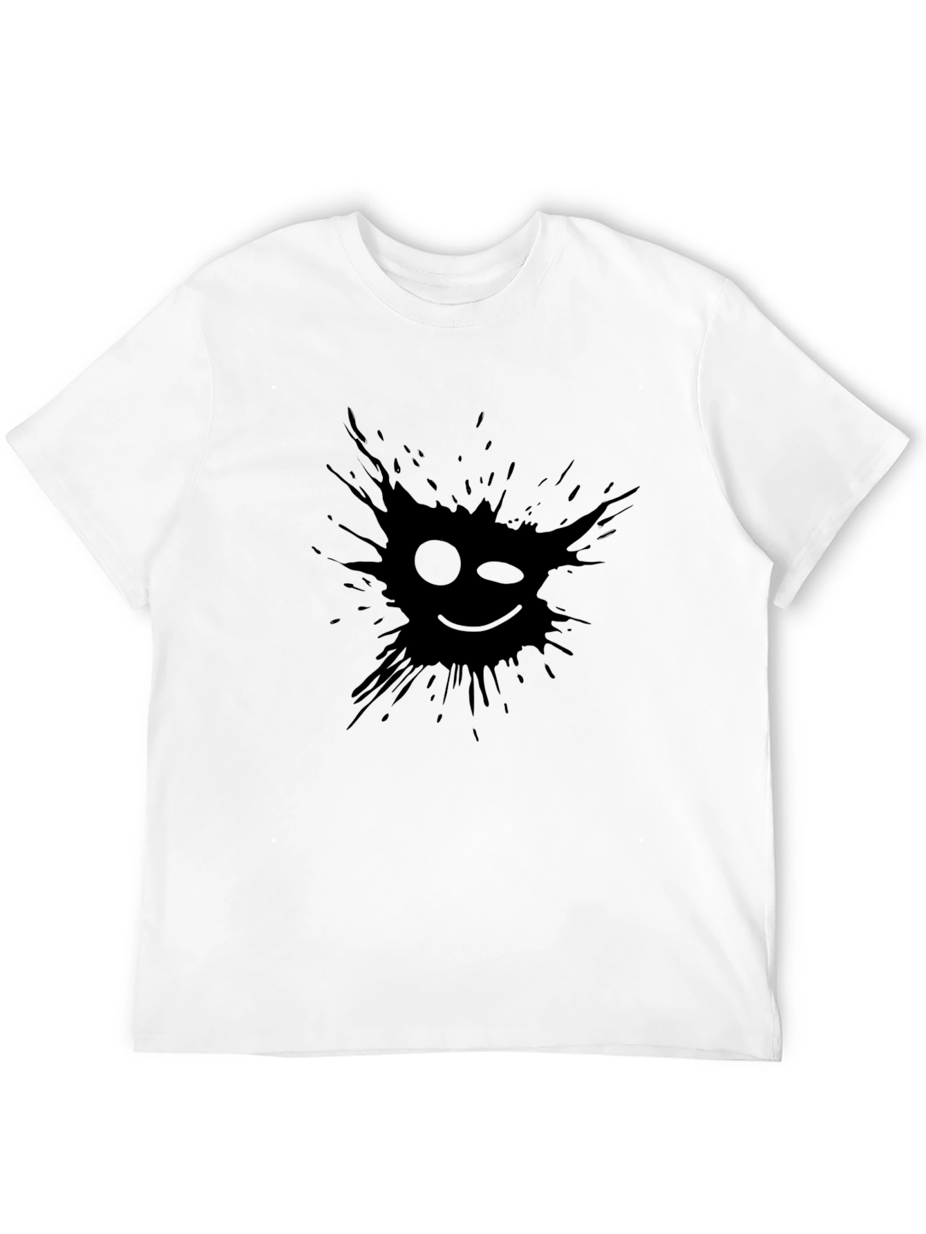 Mens Black T-Shirt - Graphic Wink Face