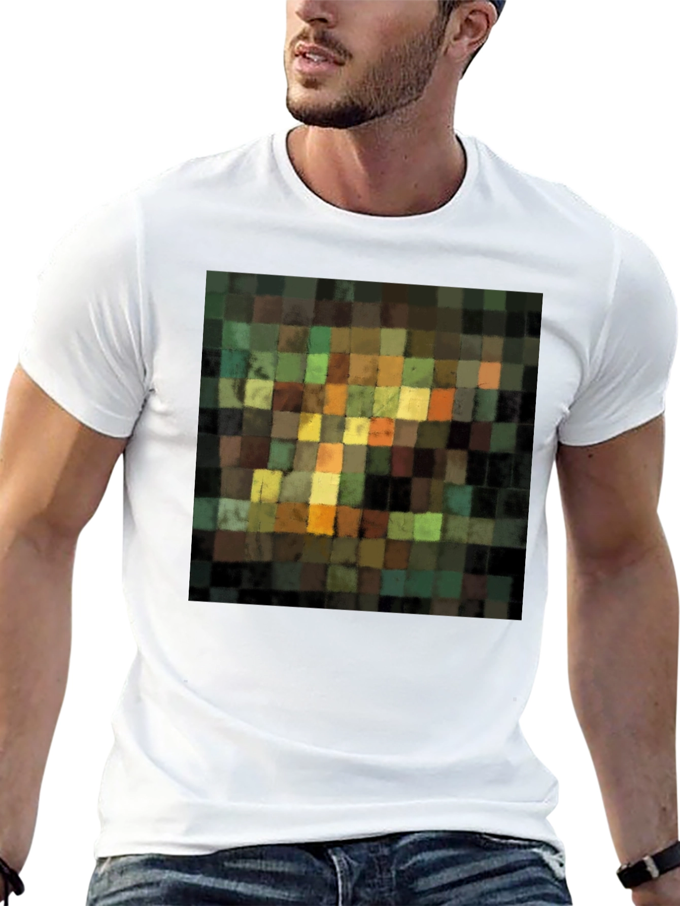 Abstract Squares Graphic Black T-Shirt
