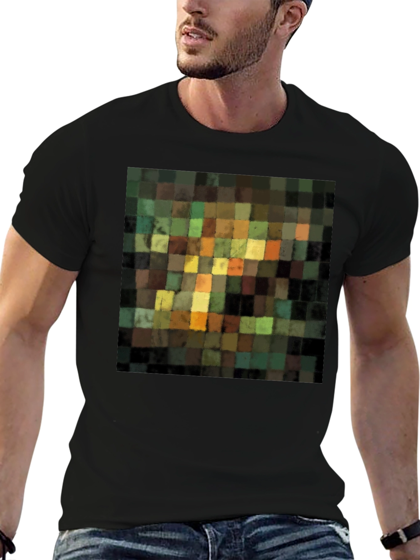 Abstract Squares Graphic Black T-Shirt