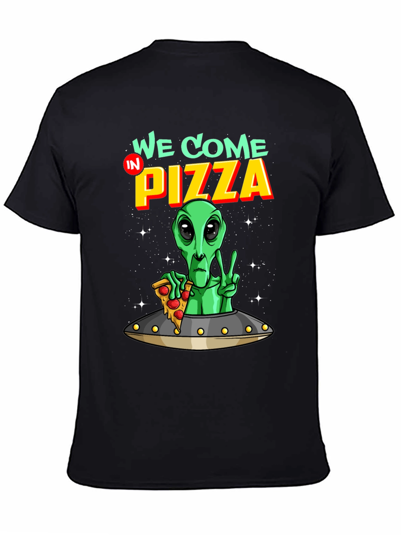 Alien Pizza T-Shirt Funny Sci-Fi Graphic Tee