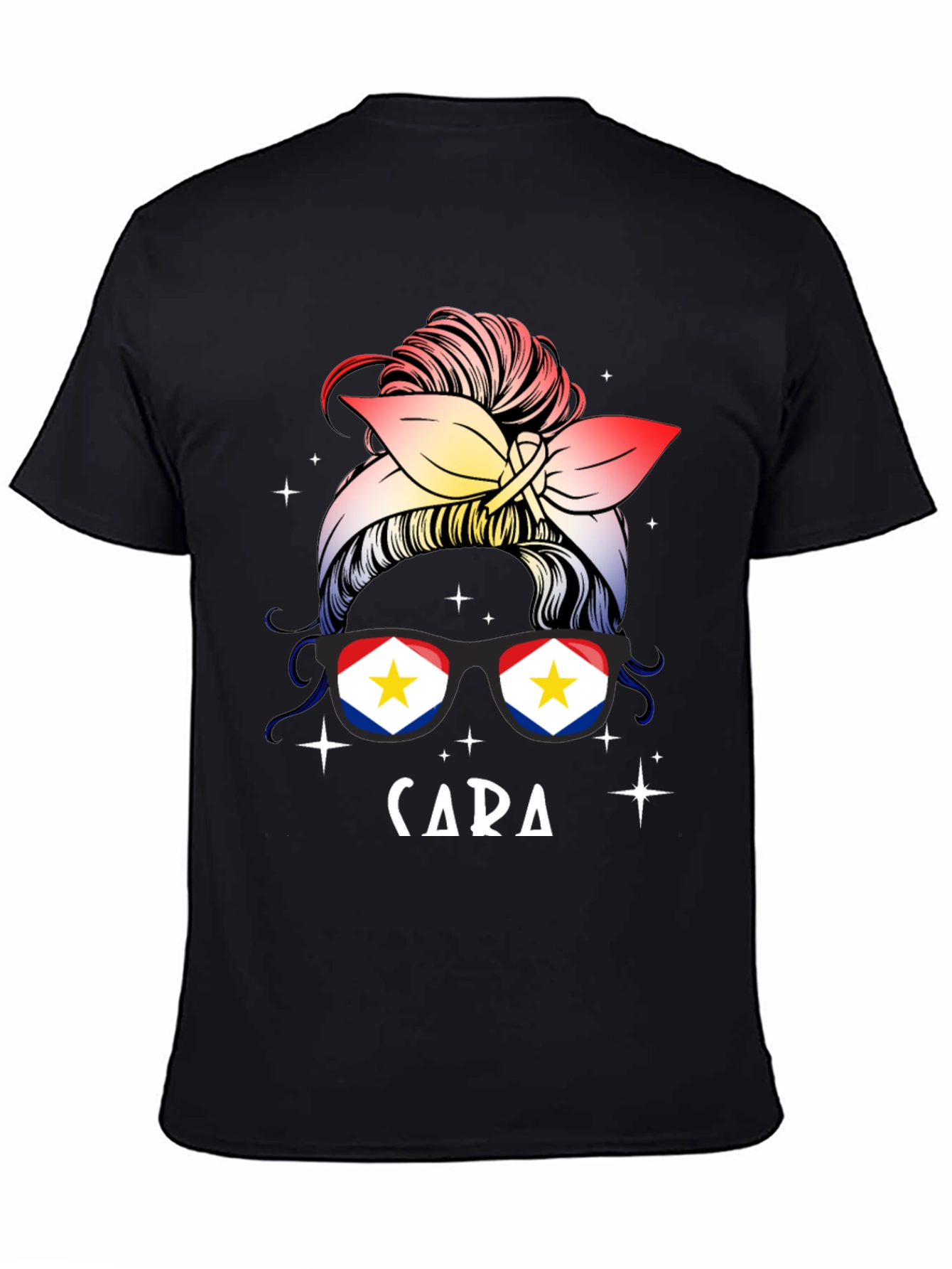 Cara Messy Bun Saba Flag T-Shirt