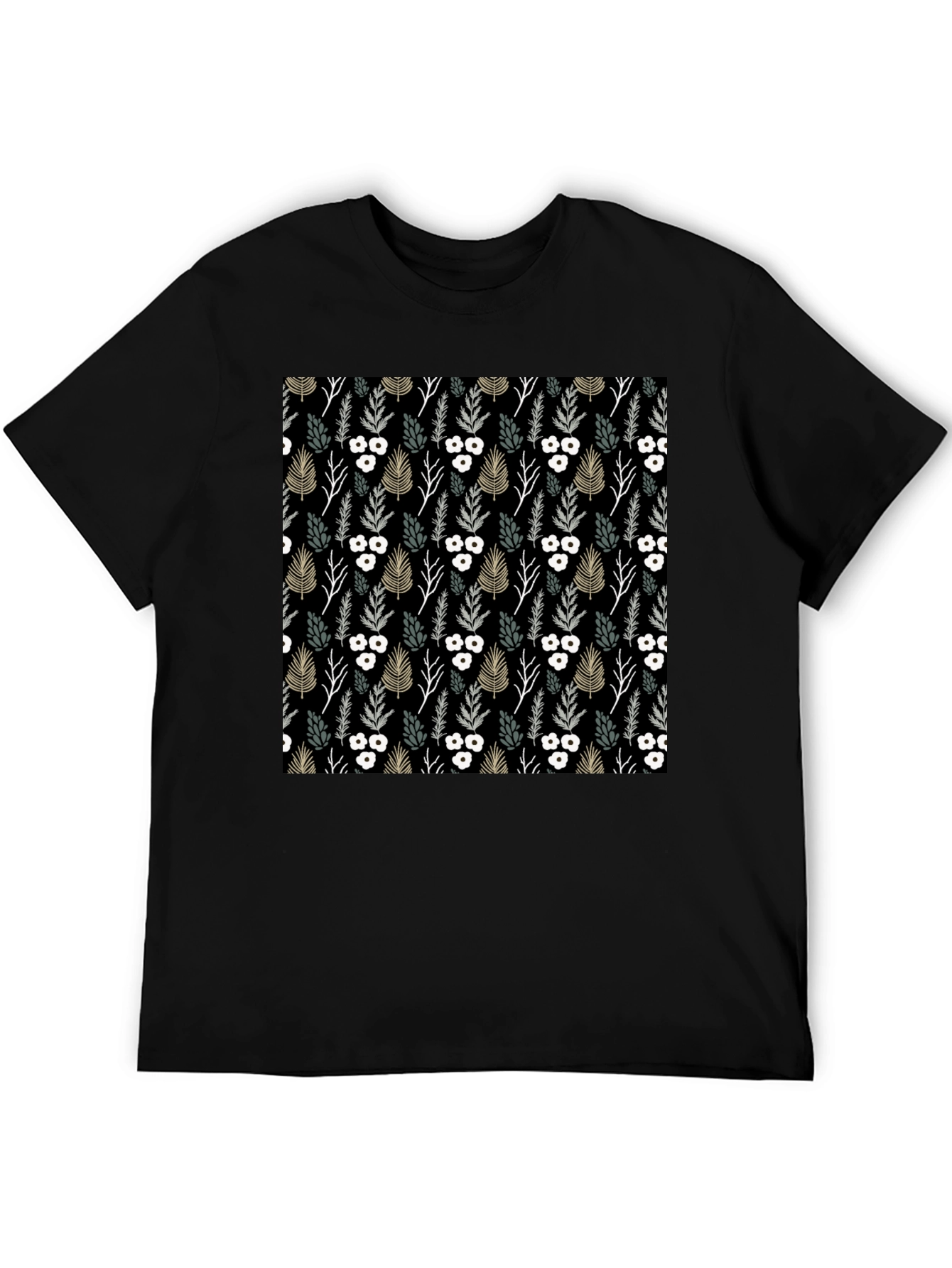 Stylish Floral Print Black T-Shirt