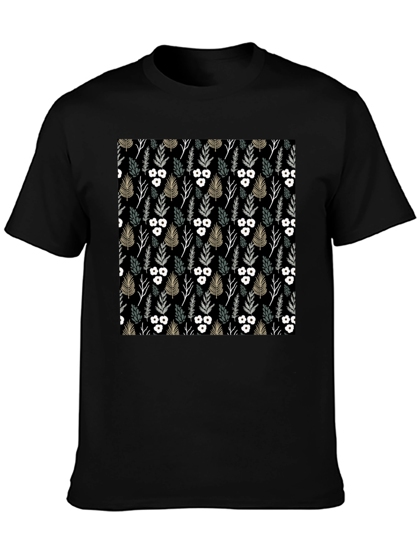 Stylish Floral Print Black T-Shirt