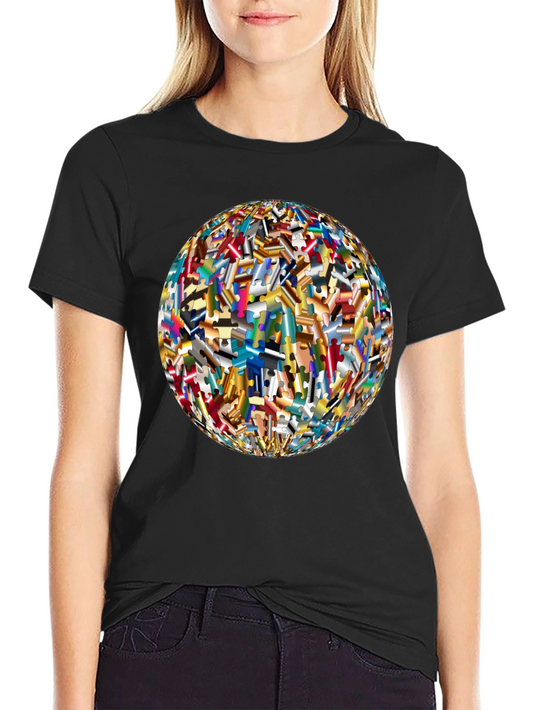 Abstract Puzzle Piece Sphere Graphic Tee