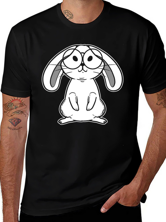 Bunny With Glasses Graphic Tee - Black
