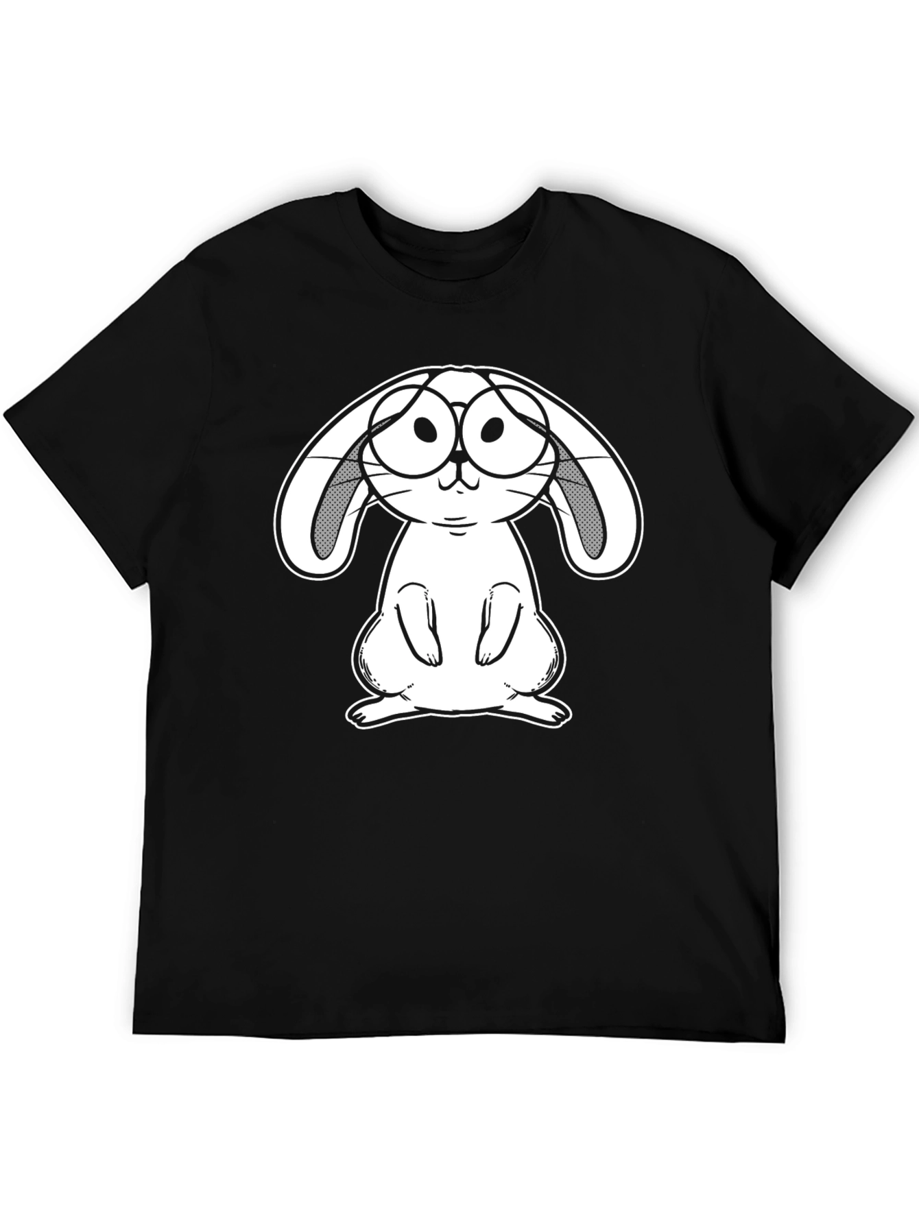 Bunny With Glasses Graphic Tee - Black
