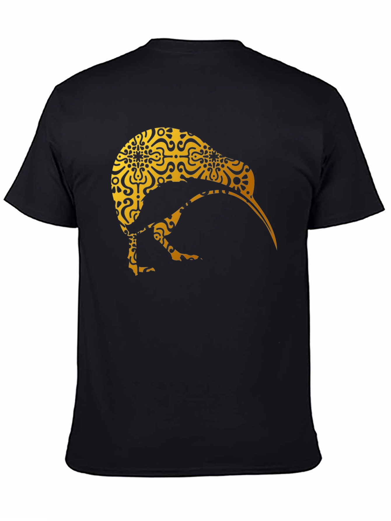 Kiwi Bird Patterned T-Shirt - Unique Gold Design