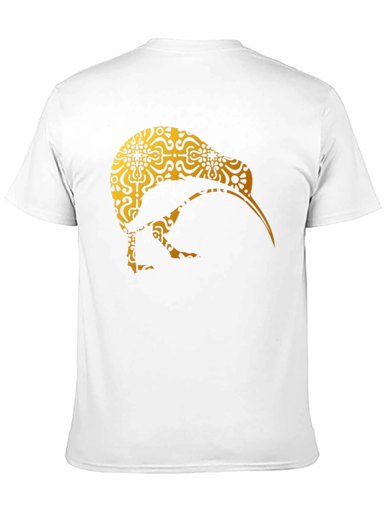 Kiwi Bird Patterned T-Shirt - Unique Gold Design