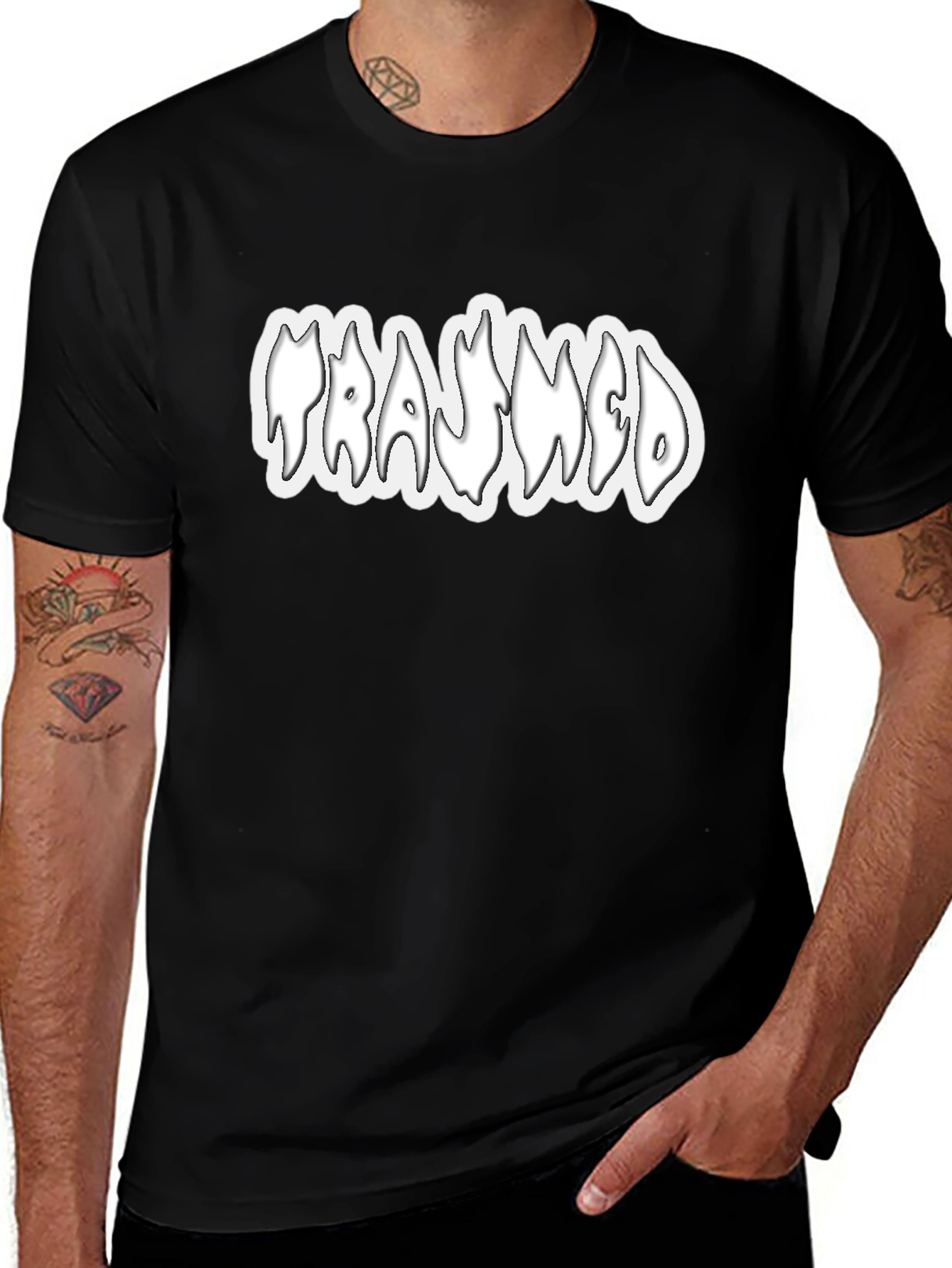 Trashed Black Tee - Graphic Print