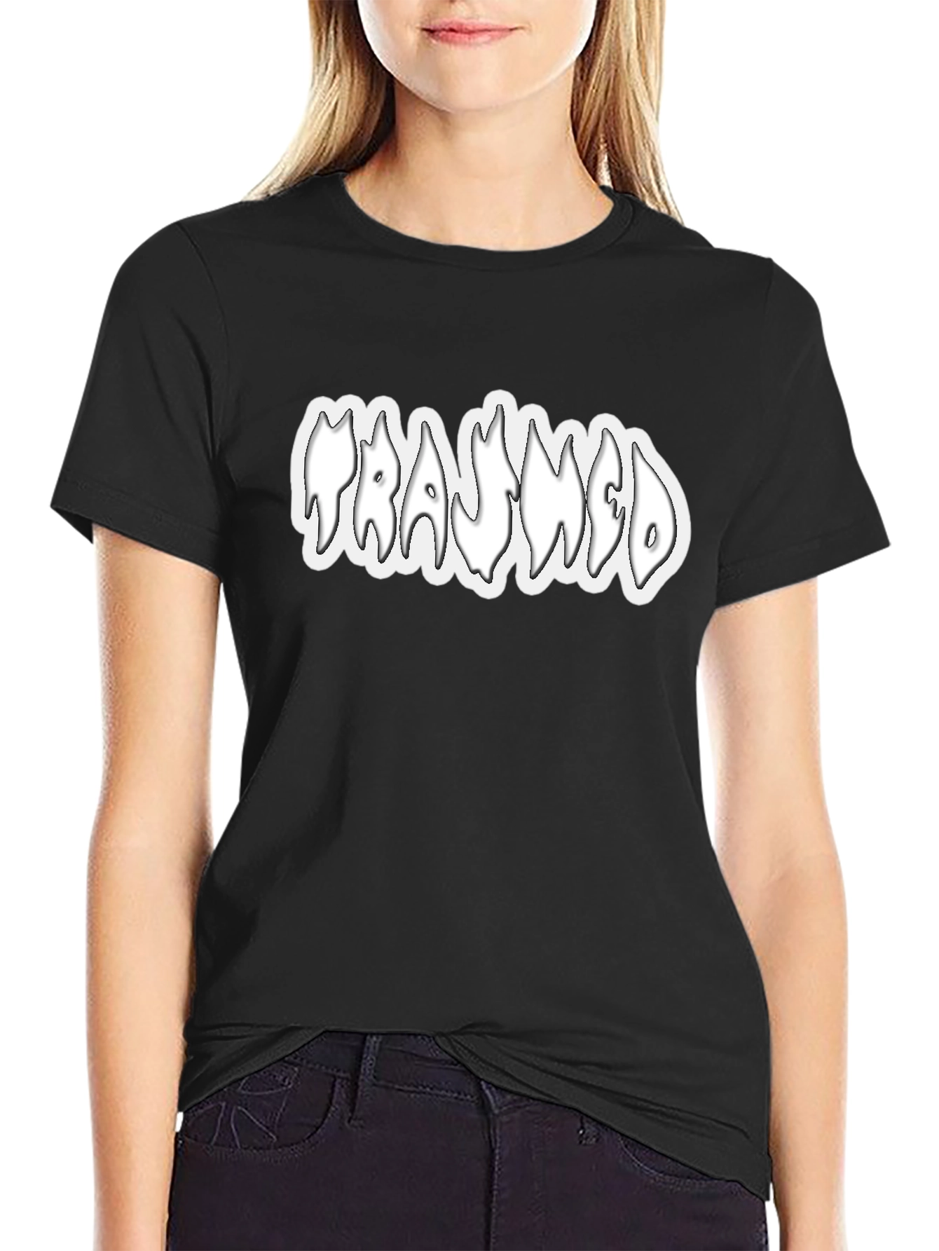 Trashed Black Tee - Graphic Print