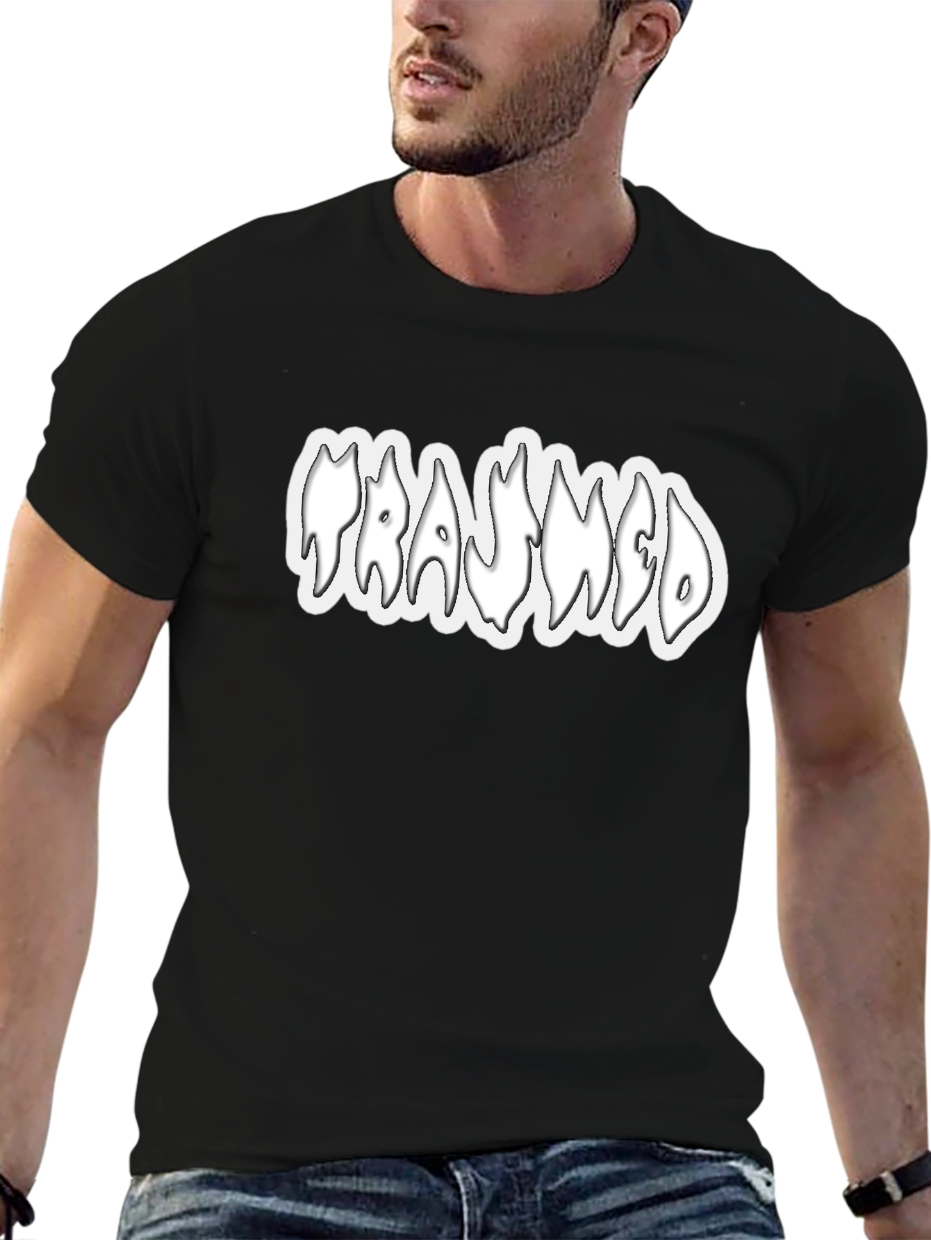 Trashed Black Tee - Graphic Print
