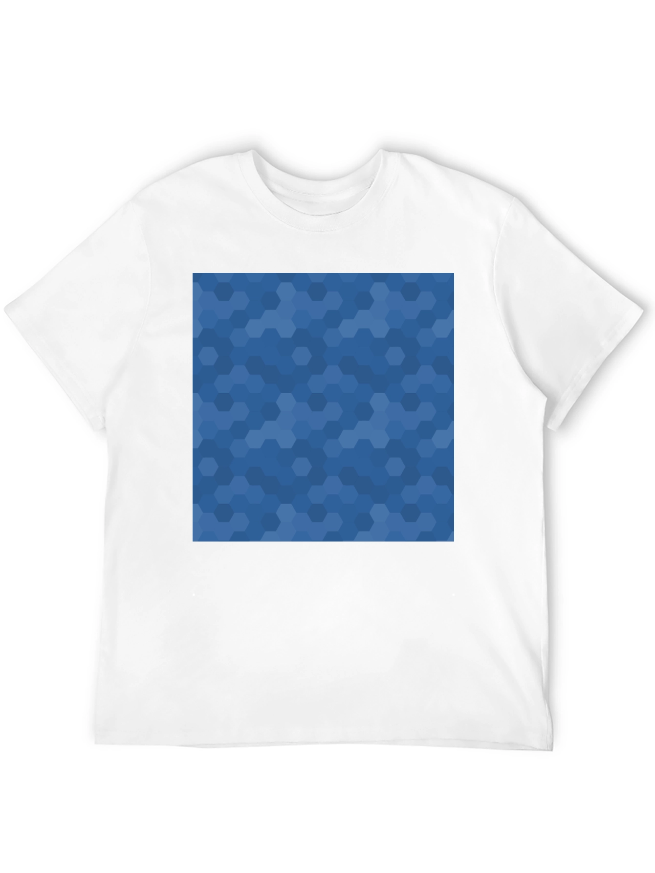 Mens Black Tee - Blue Hexagon Print