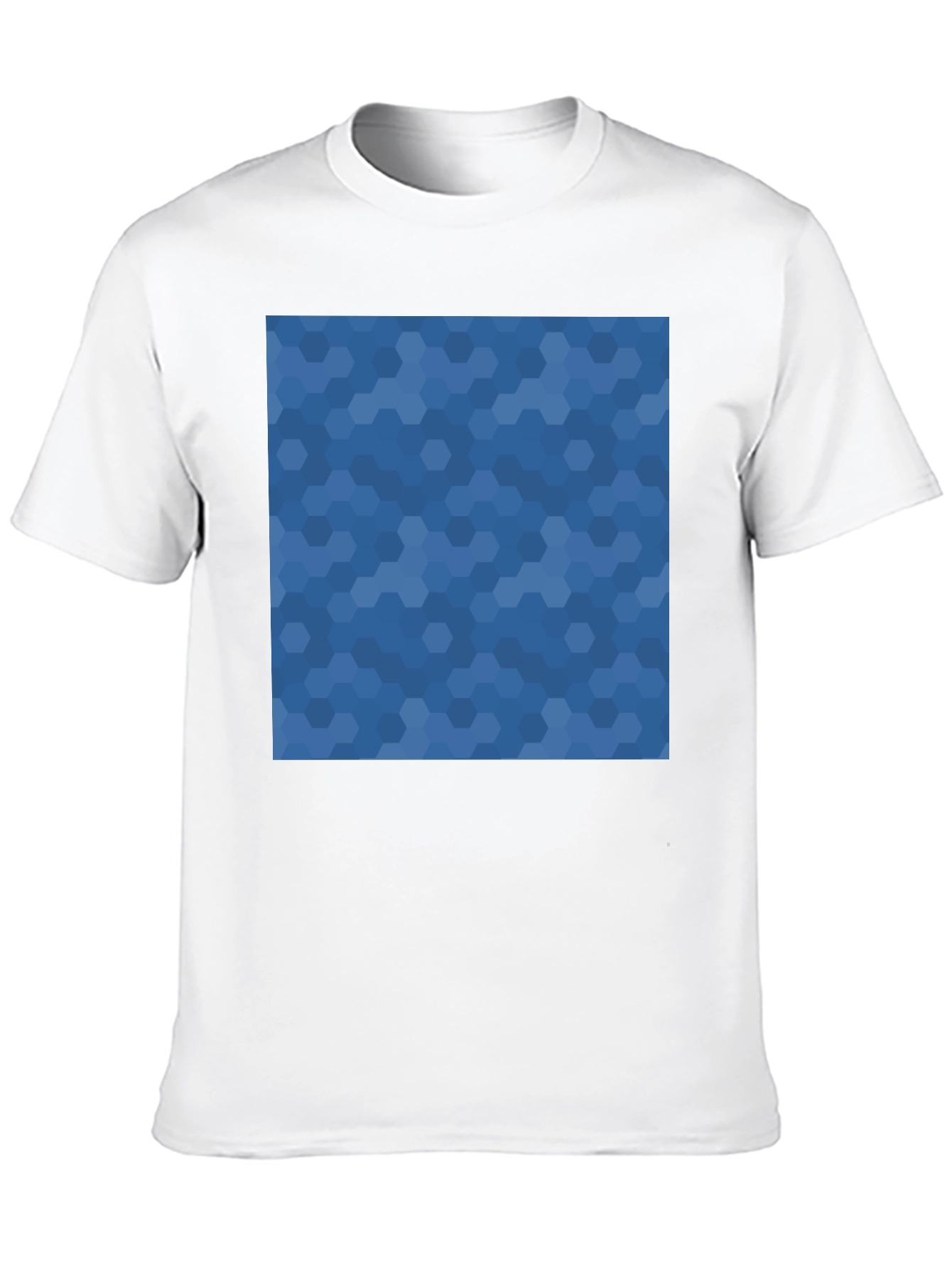 Mens Black Tee - Blue Hexagon Print