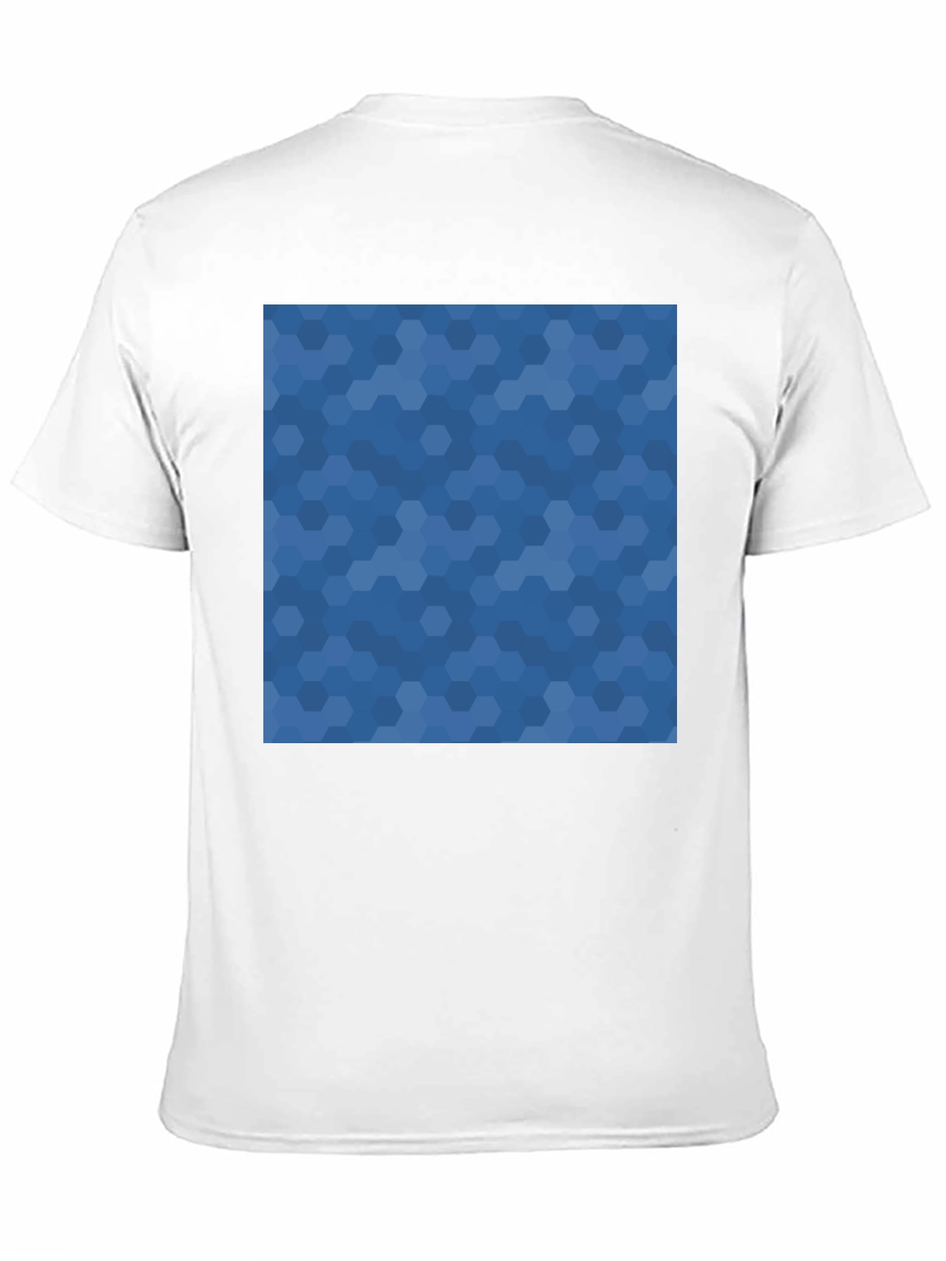 Mens Black Tee - Blue Hexagon Print
