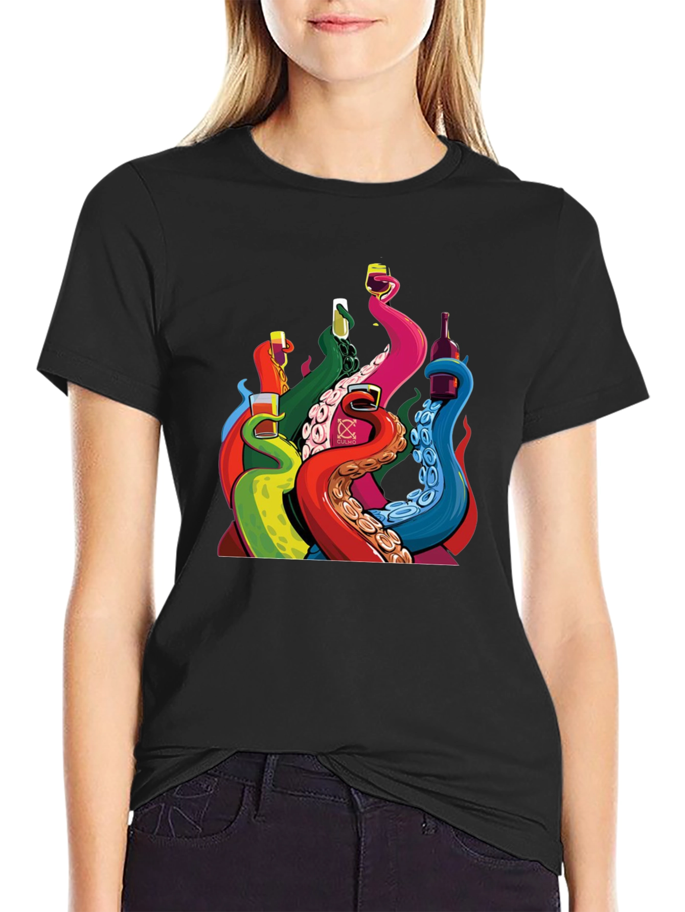 Octopus Tentacle Drink Black T-Shirt