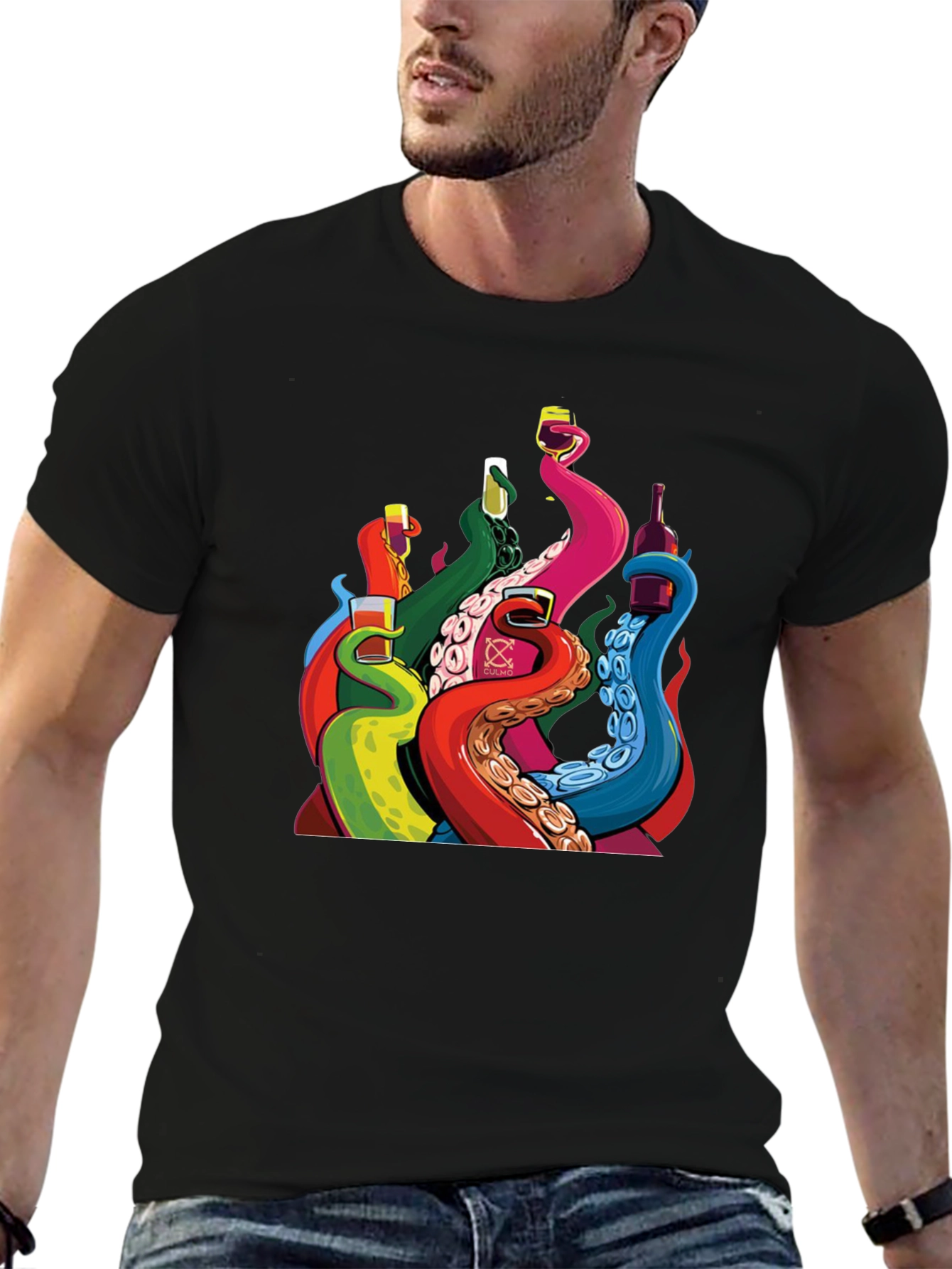 Octopus Tentacle Drink Black T-Shirt