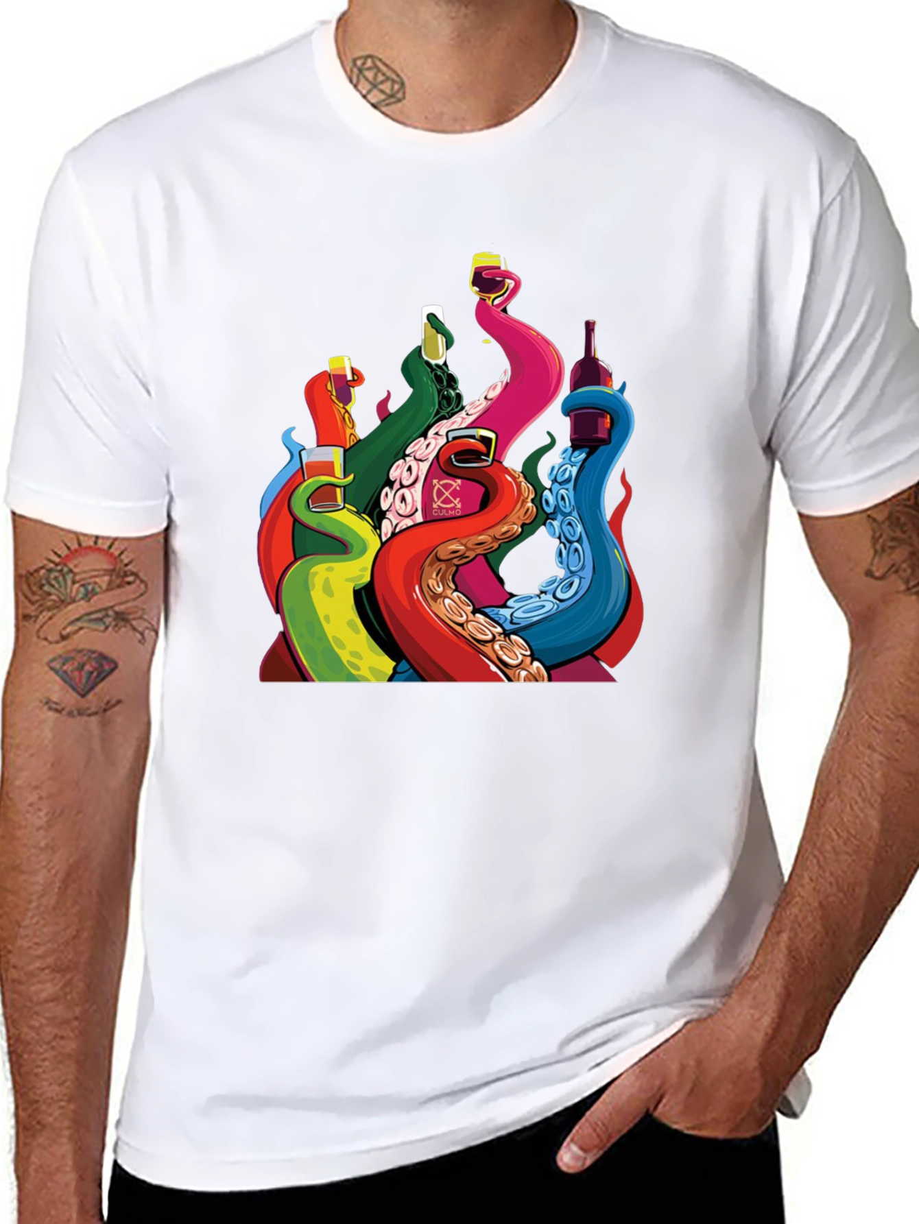 Octopus Tentacle Drink Black T-Shirt