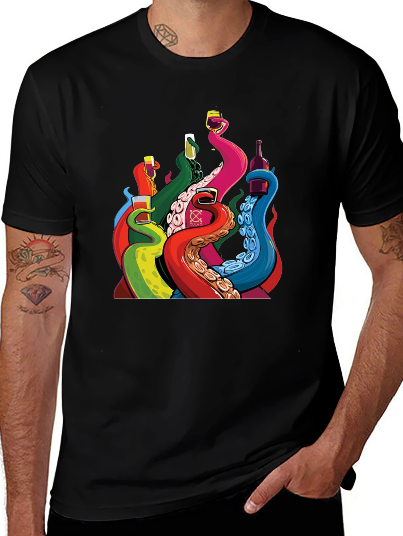 Octopus Tentacle Drink Black T-Shirt