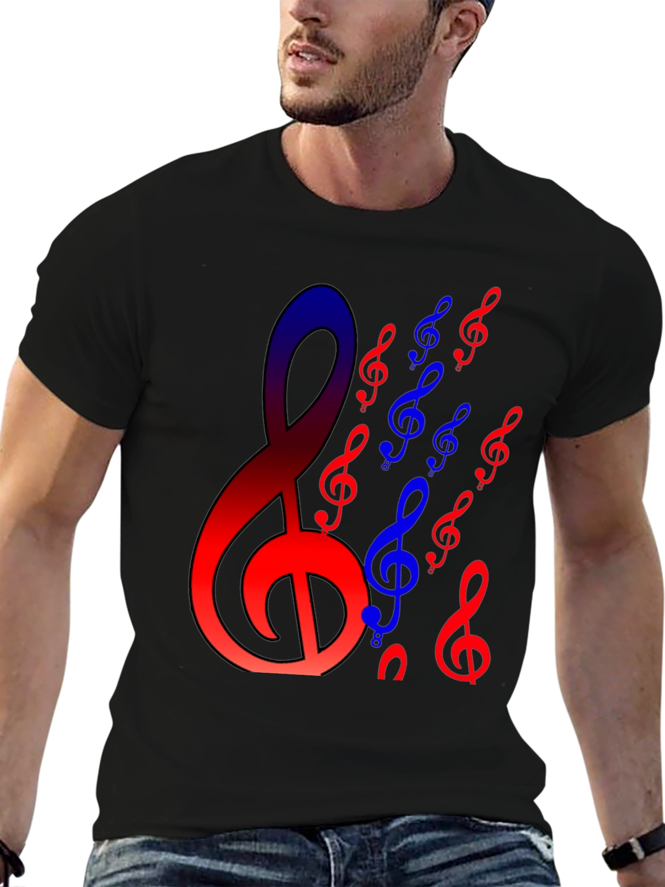 Musical Clef Graphic Tee - Black