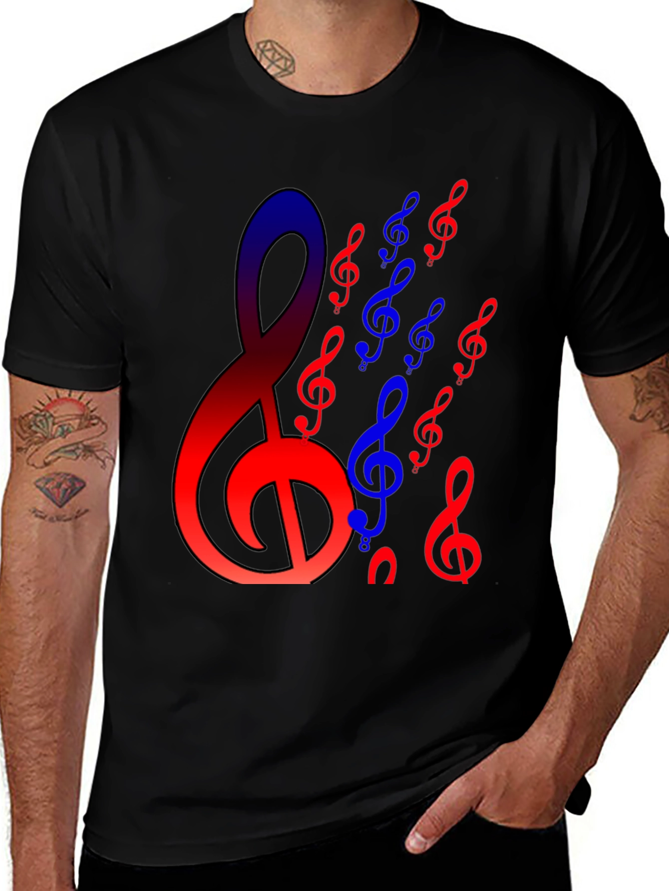 Musical Clef Graphic Tee - Black