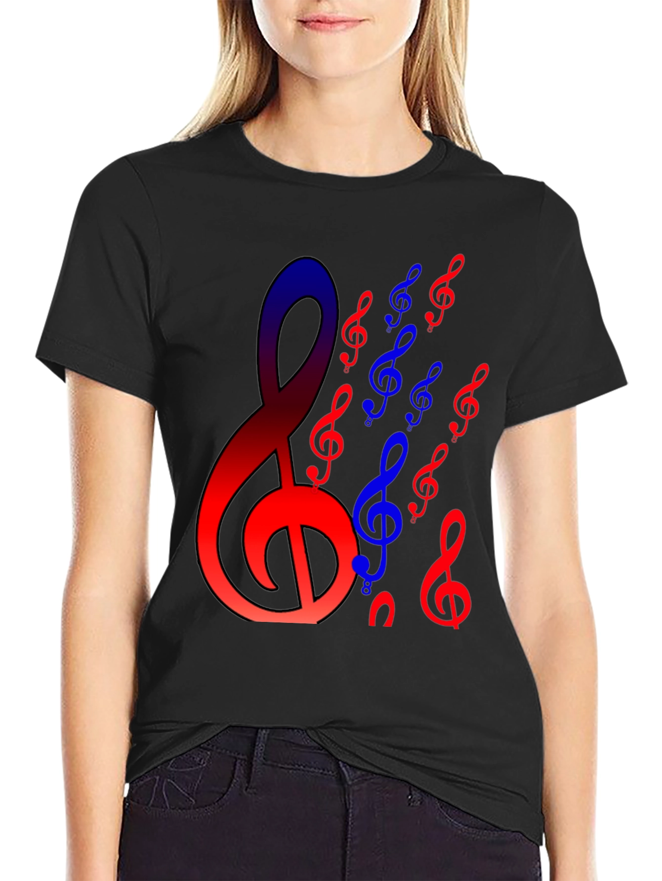 Musical Clef Graphic Tee - Black