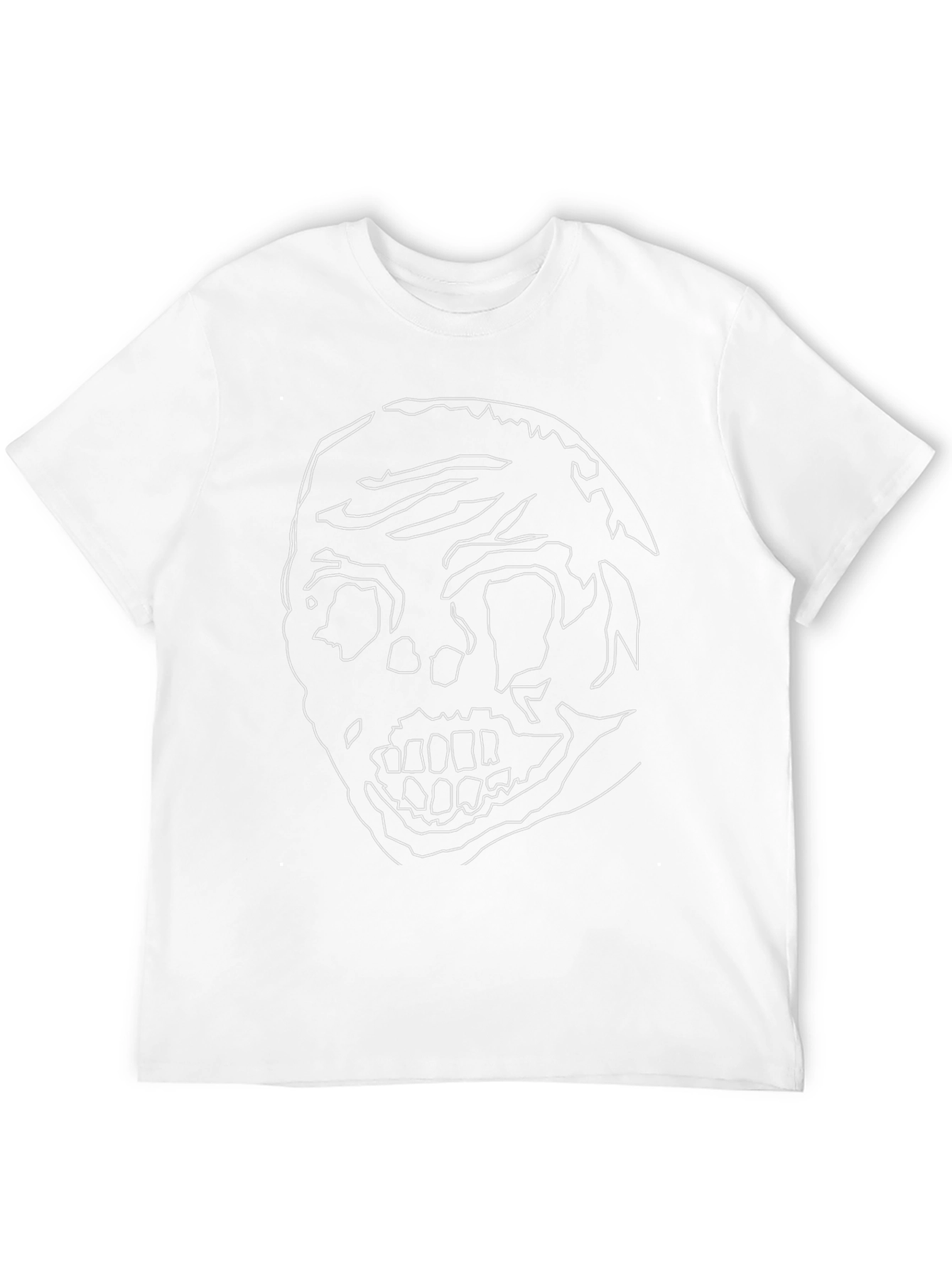 Abstract Skull Graphic Tee - Black Cotton Casual Shirt