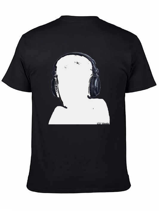 Abstract DJ Graphic Tee - Black Casual T-Shirt