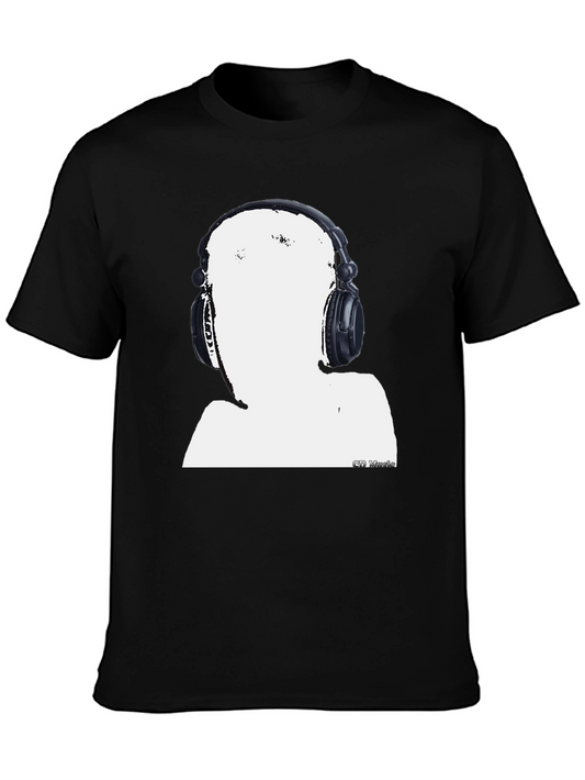 Abstract DJ Graphic Tee - Black Casual T-Shirt