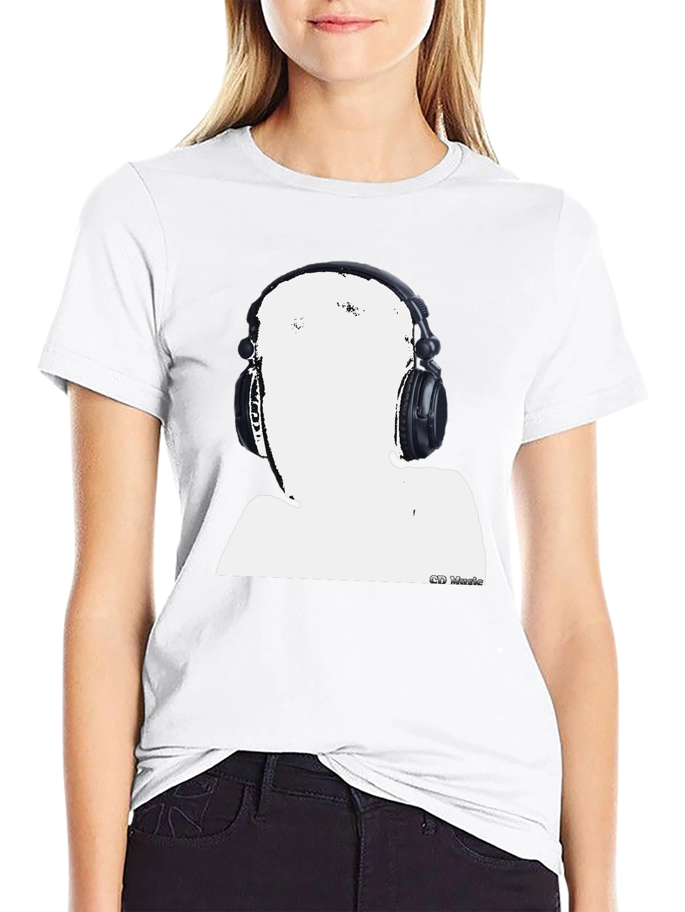Abstract DJ Graphic Tee - Black Casual T-Shirt