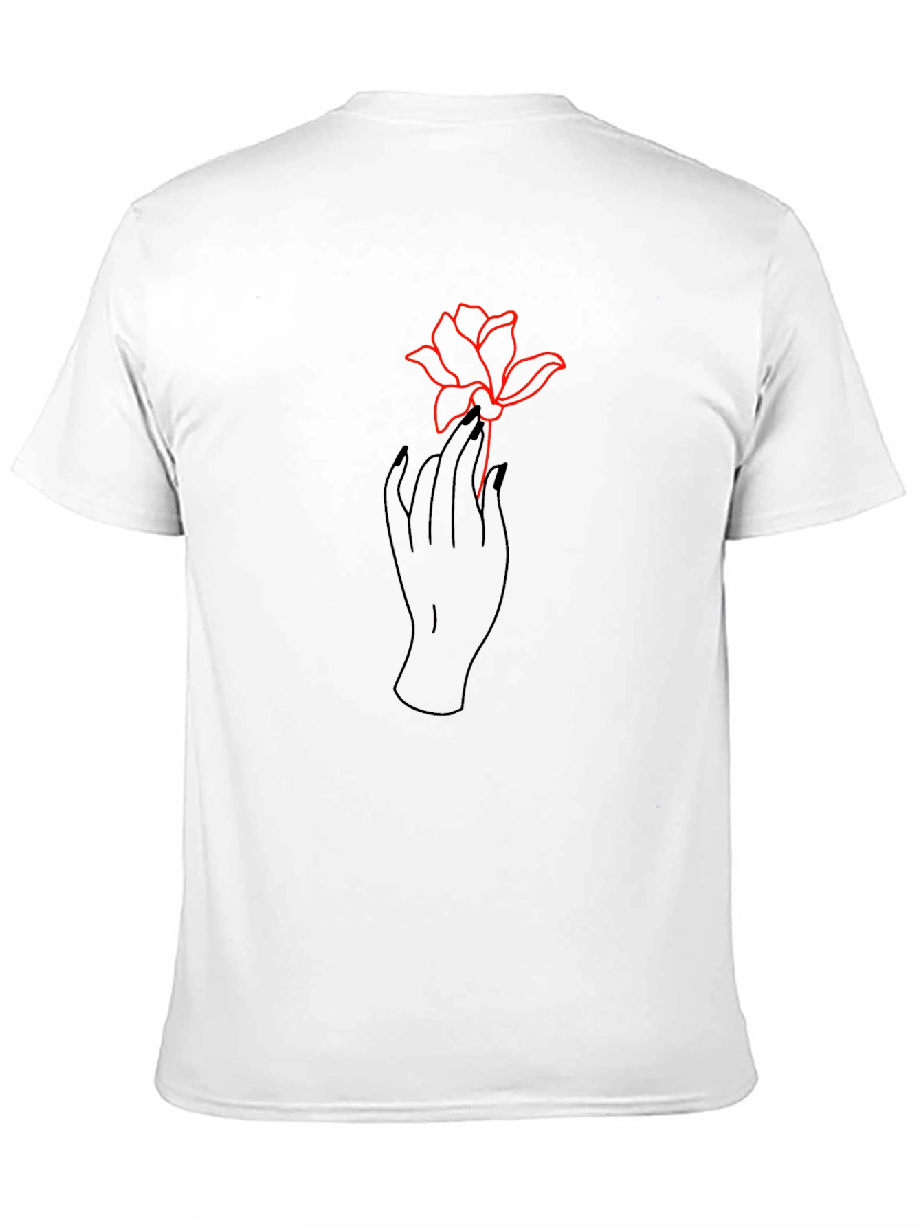 Floral Hand Print Black Casual Tee