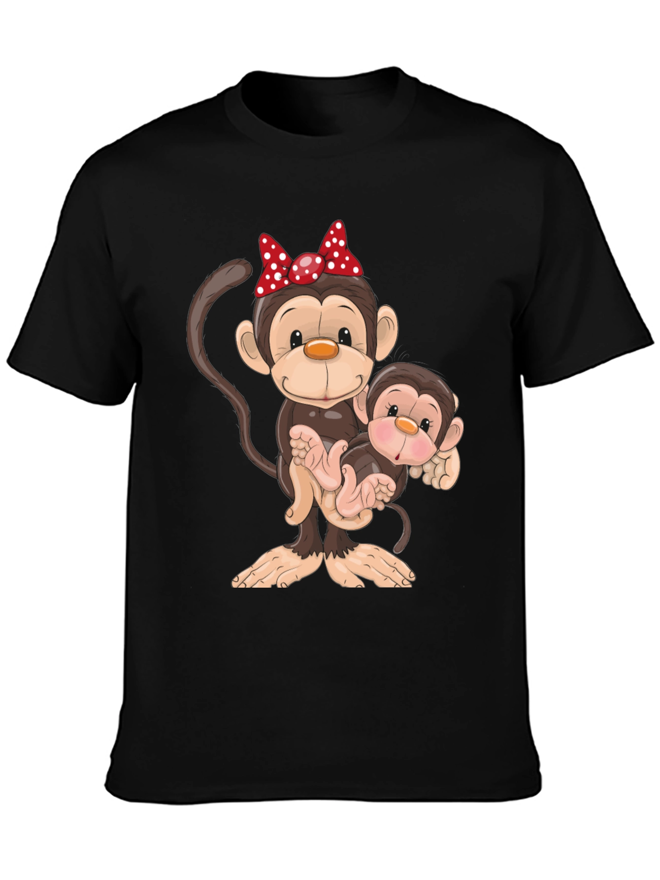 Cute Monkey Family Graphic T-Shirt