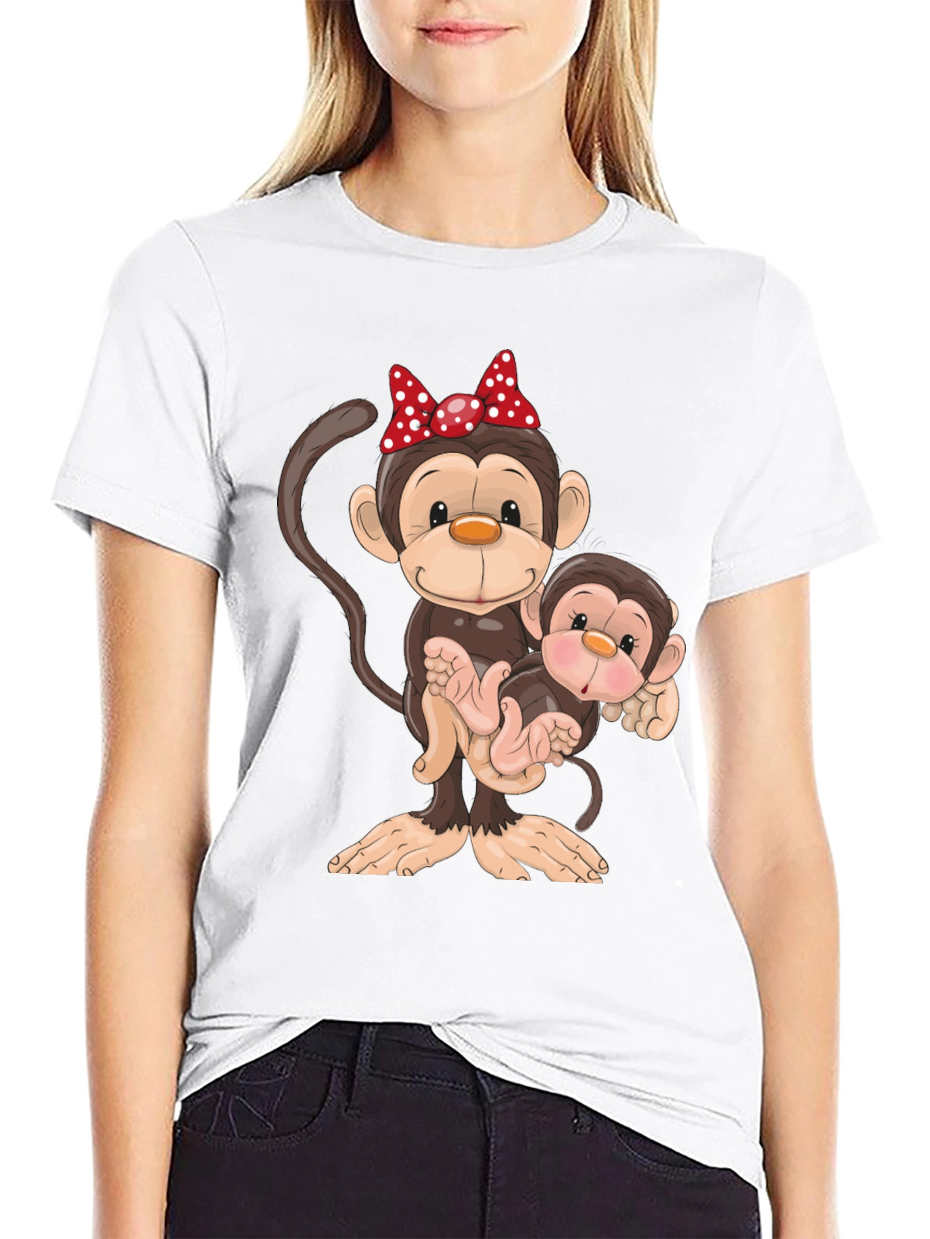 Cute Monkey Family Graphic T-Shirt