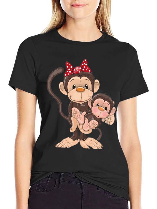 Cute Monkey Family Graphic T-Shirt