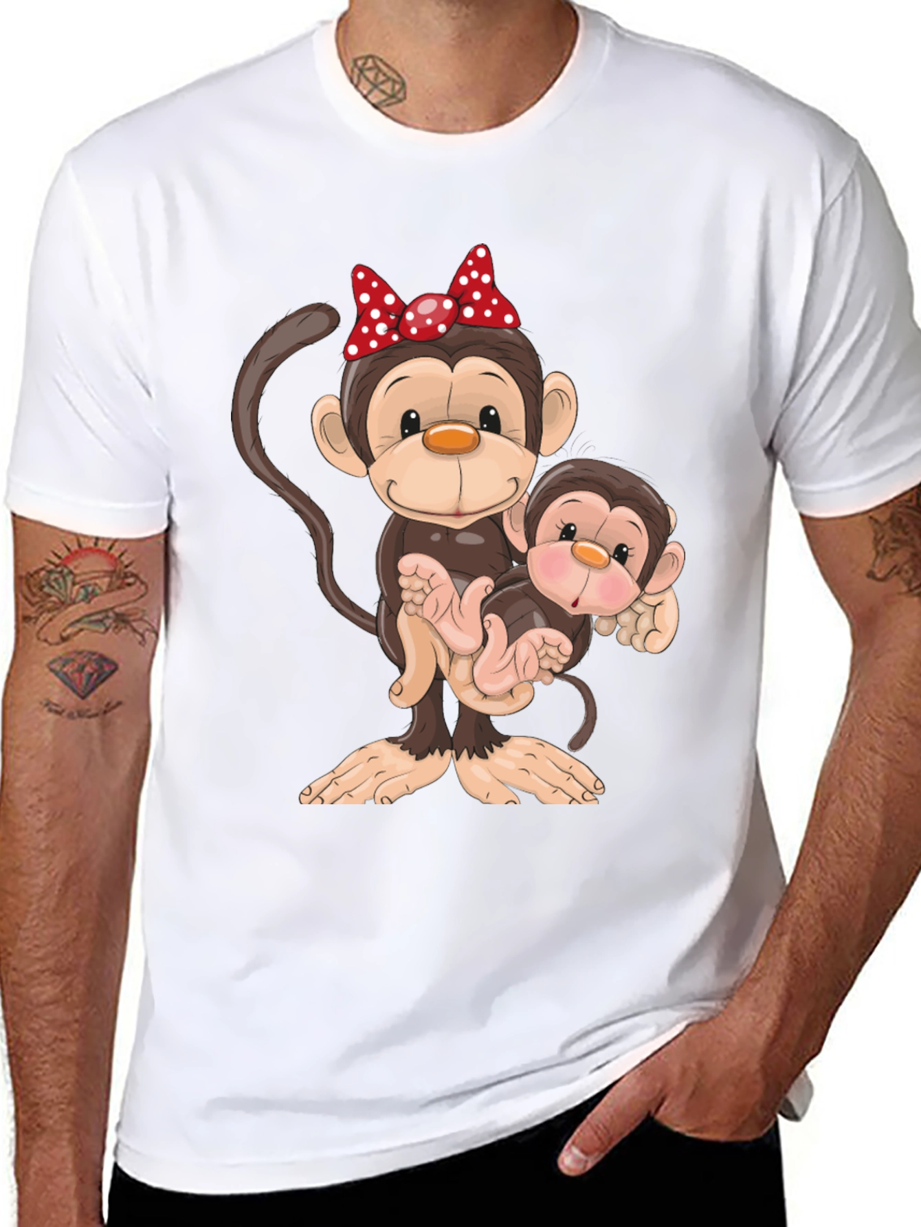 Cute Monkey Family Graphic T-Shirt