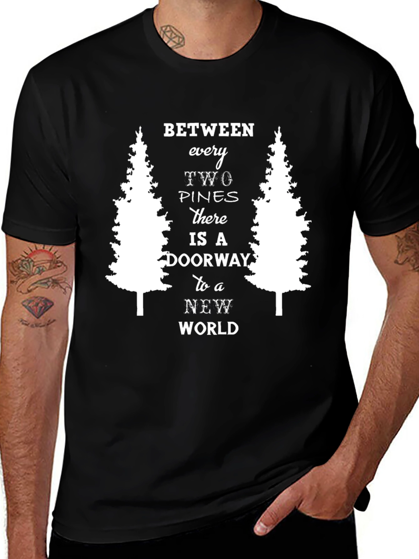 Between Two Pines T-Shirt - Nature Adventure Tee