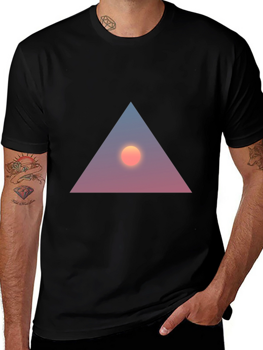 Triangle Sunset Graphic Tee - Stylish Black T-Shirt