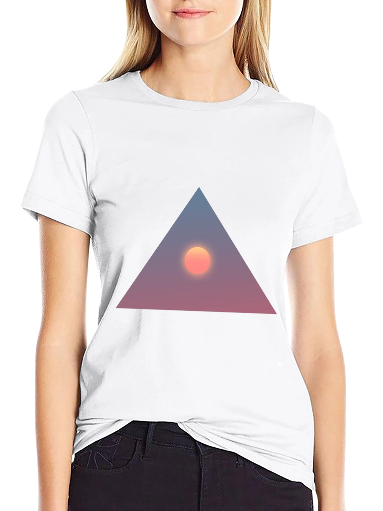 Triangle Sunset Graphic Tee - Stylish Black T-Shirt