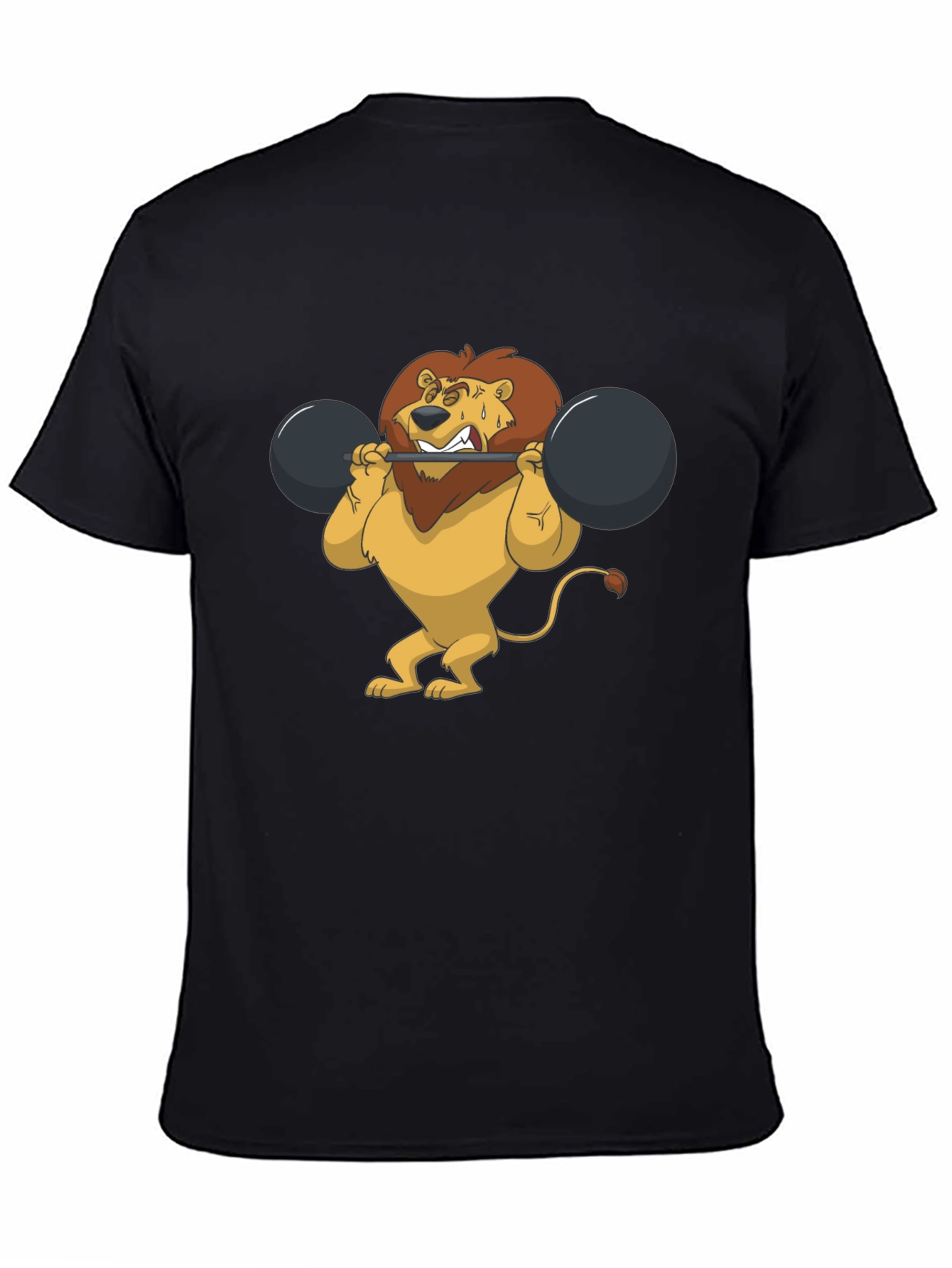 Lion Lifting Weights Graphic Tee - Black T-Shirt