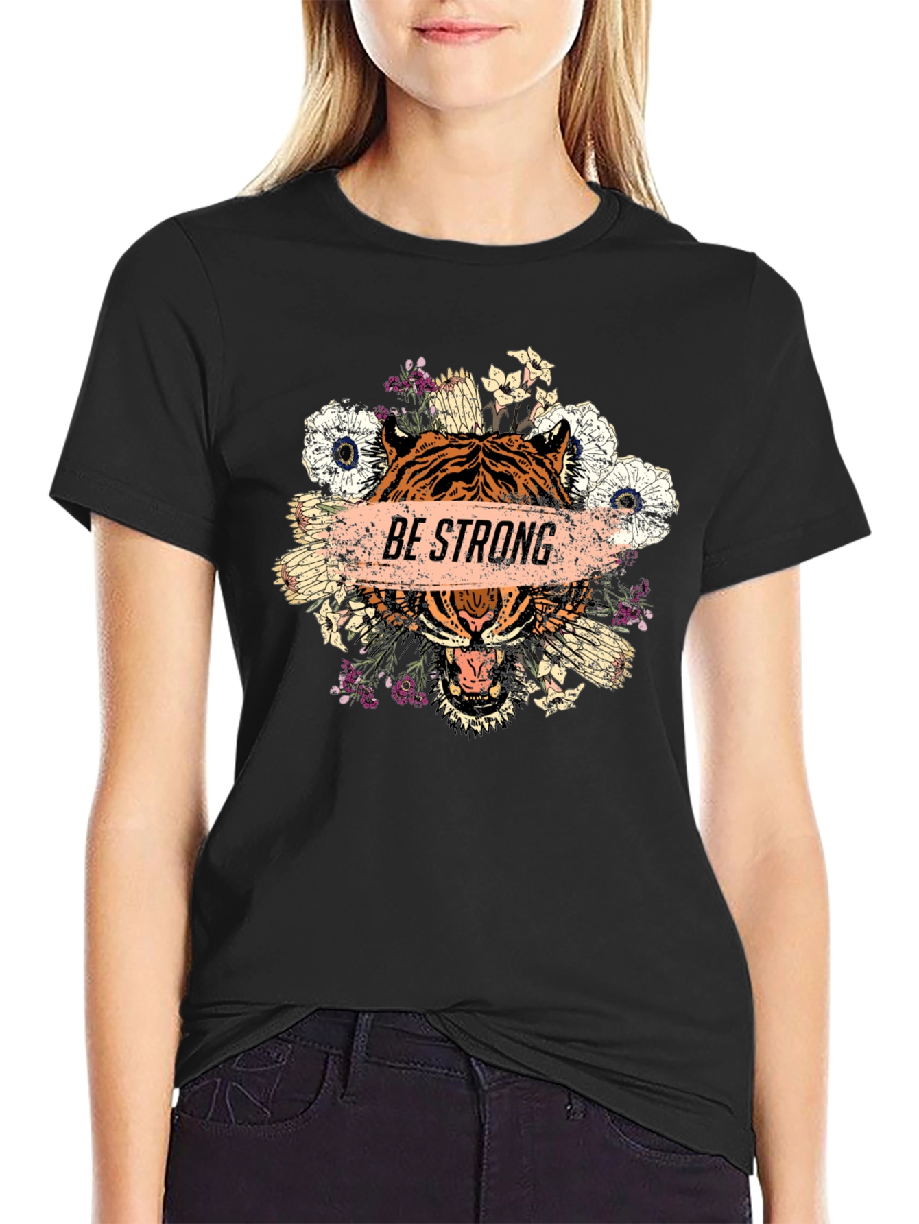 Be Strong Tiger Graphic T-Shirt